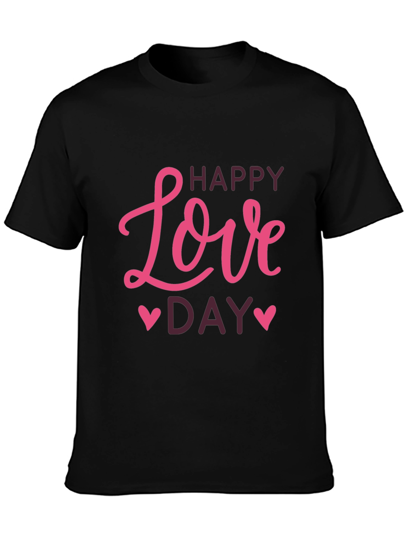 Happy Love Day Graphic Tee - Black T-Shirt