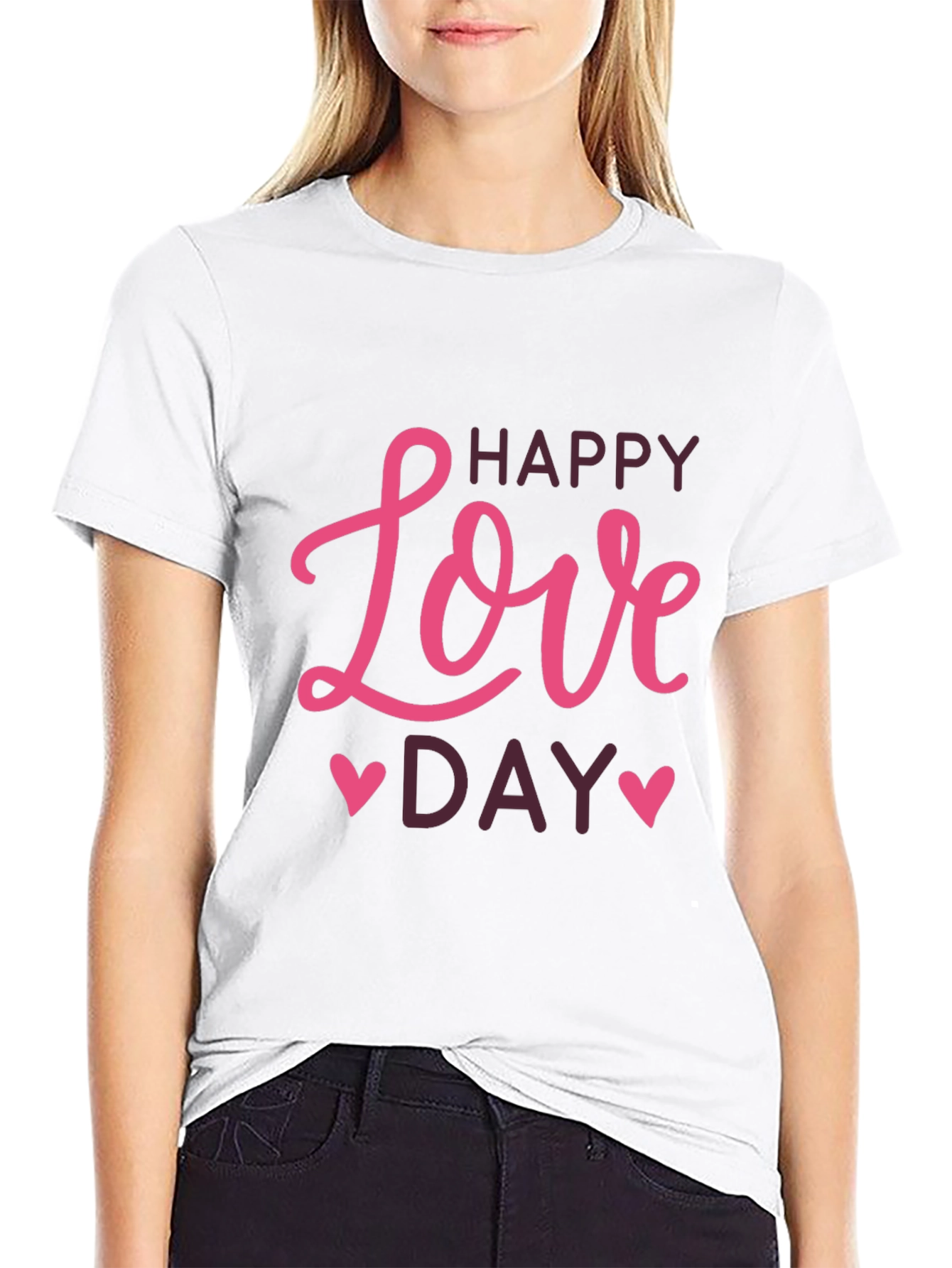 Happy Love Day Graphic Tee - Black T-Shirt