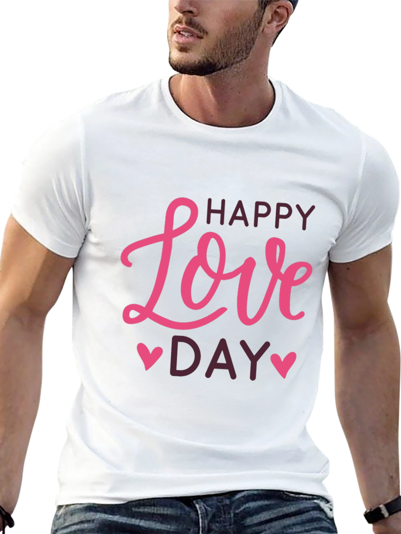 Happy Love Day Graphic Tee - Black T-Shirt