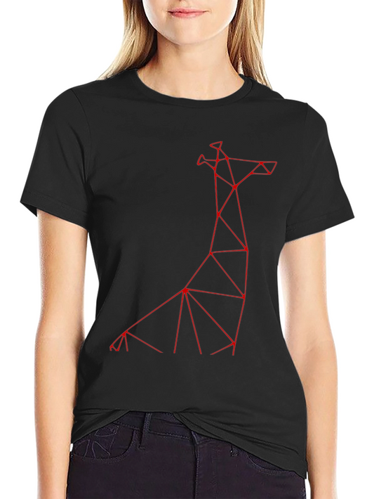Geometric Giraffe Graphic Tee - Modern Black T-Shirt