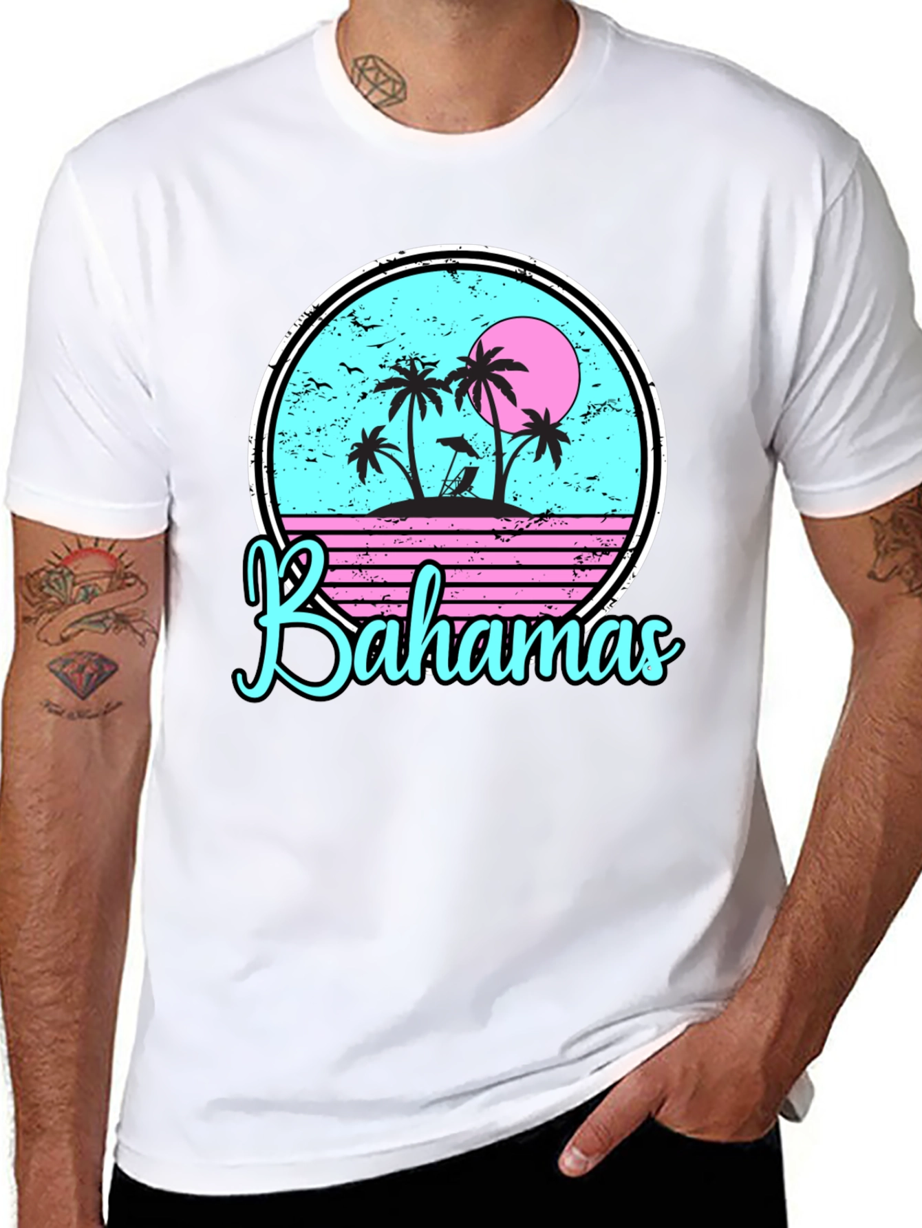 Bahamas Tropical Graphic T-Shirt Black