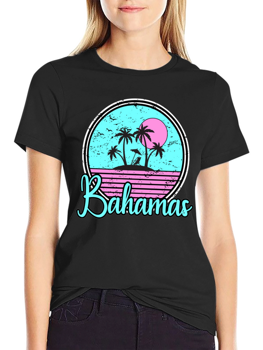 Bahamas Tropical Graphic T-Shirt Black