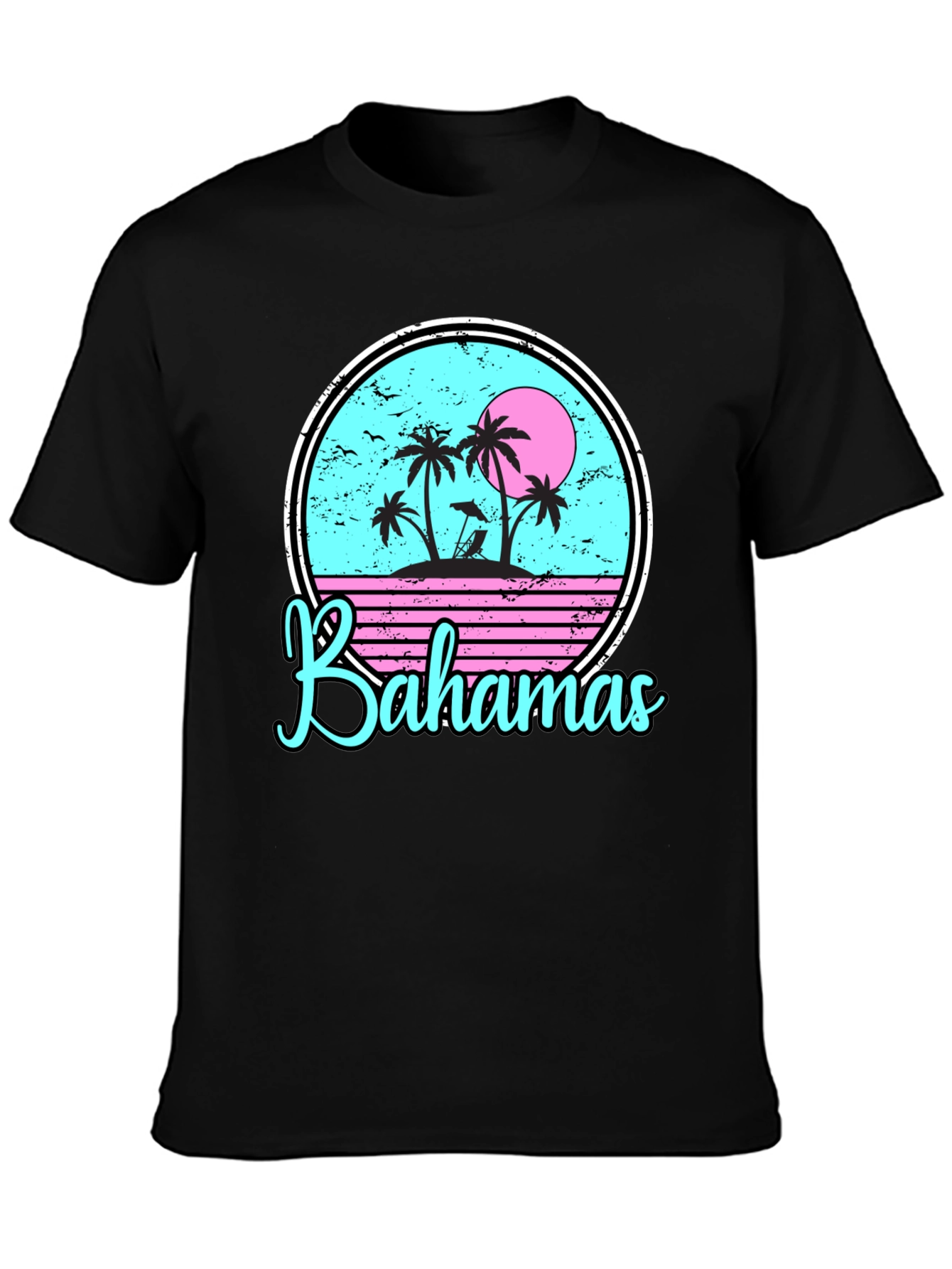 Bahamas Tropical Graphic T-Shirt Black