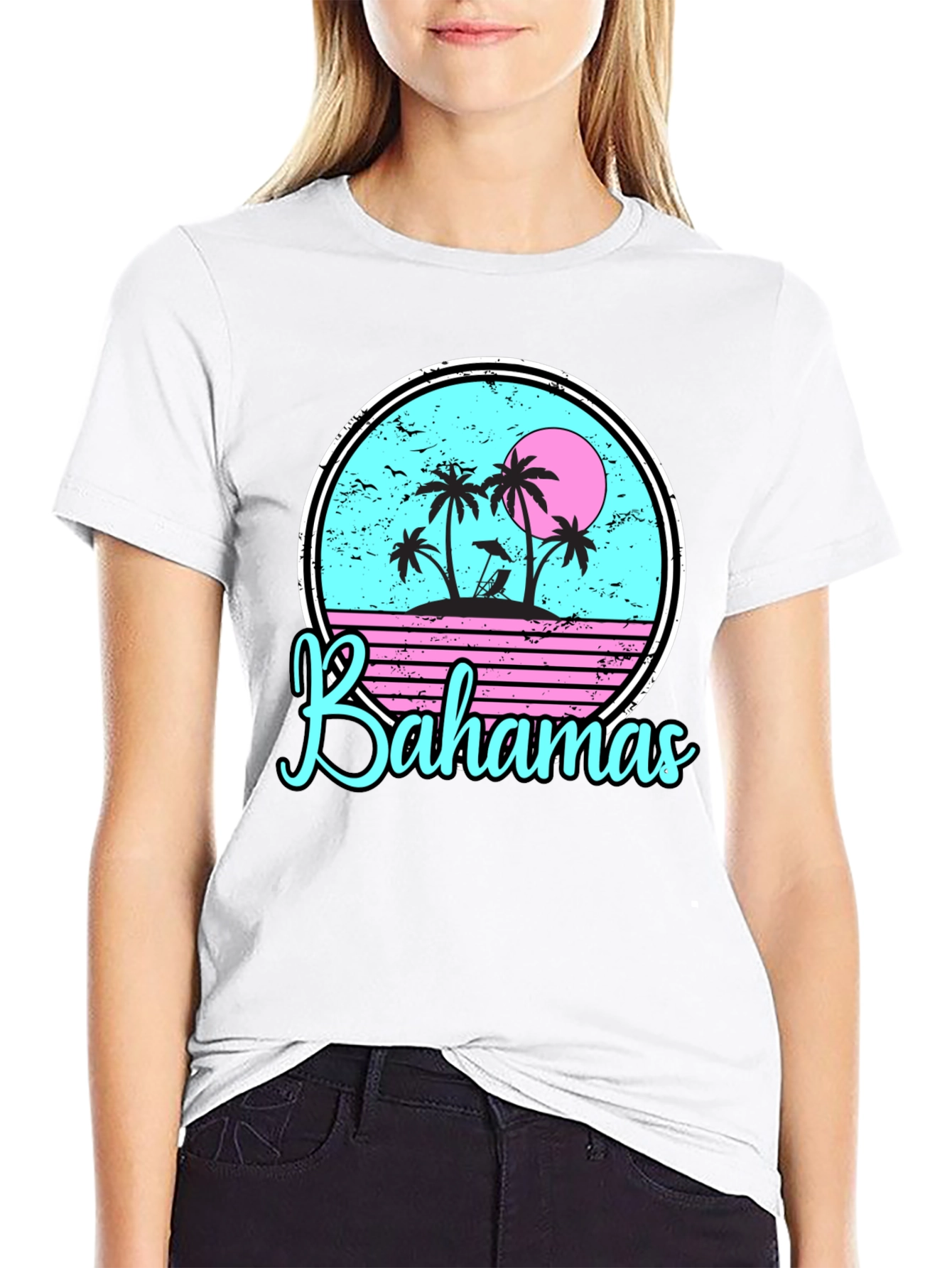Bahamas Tropical Graphic T-Shirt Black