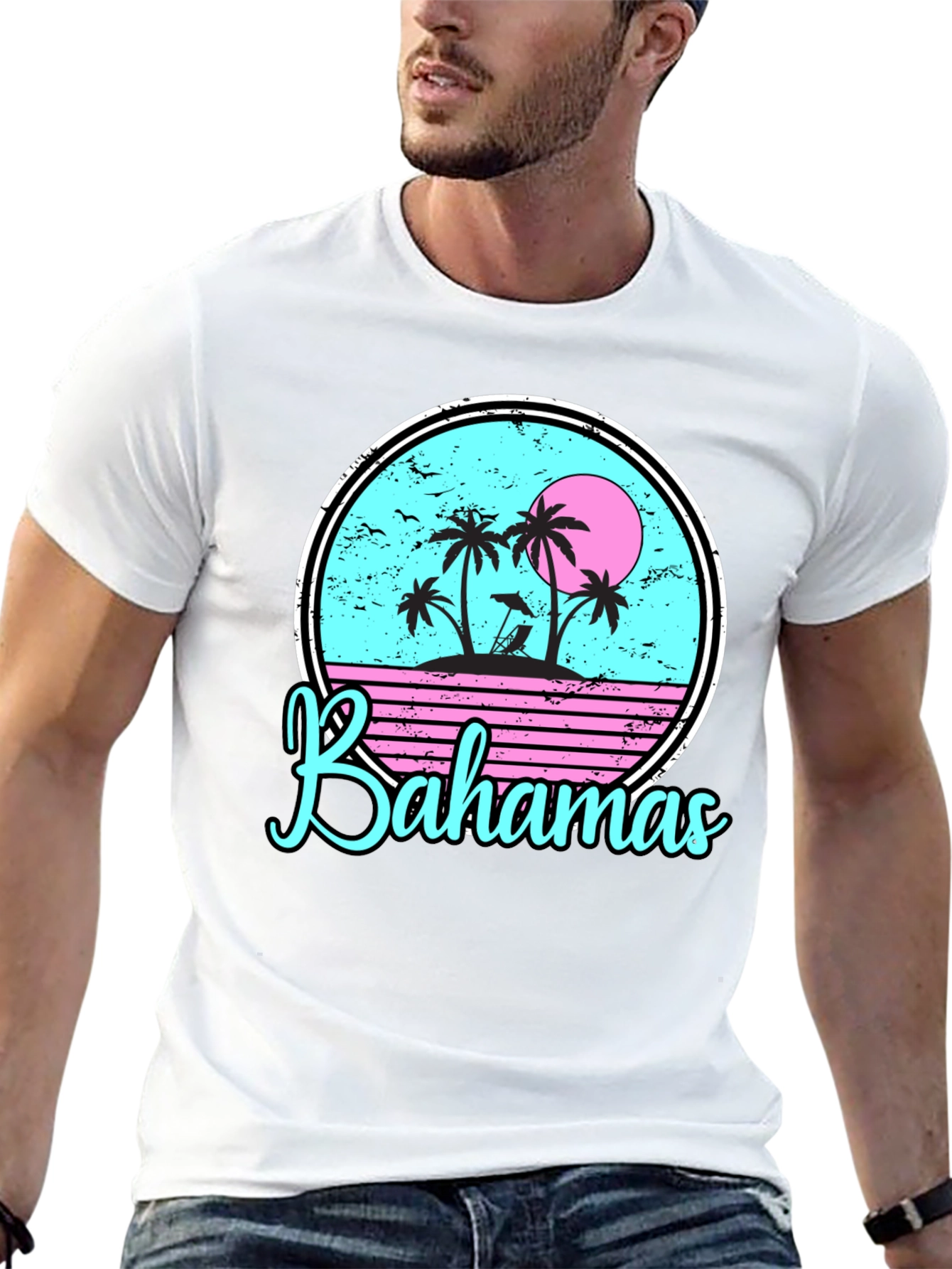 Bahamas Tropical Graphic T-Shirt Black
