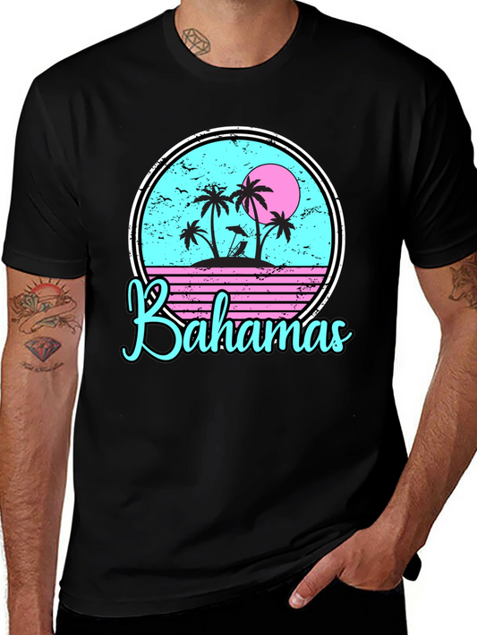 Bahamas Tropical Graphic T-Shirt Black