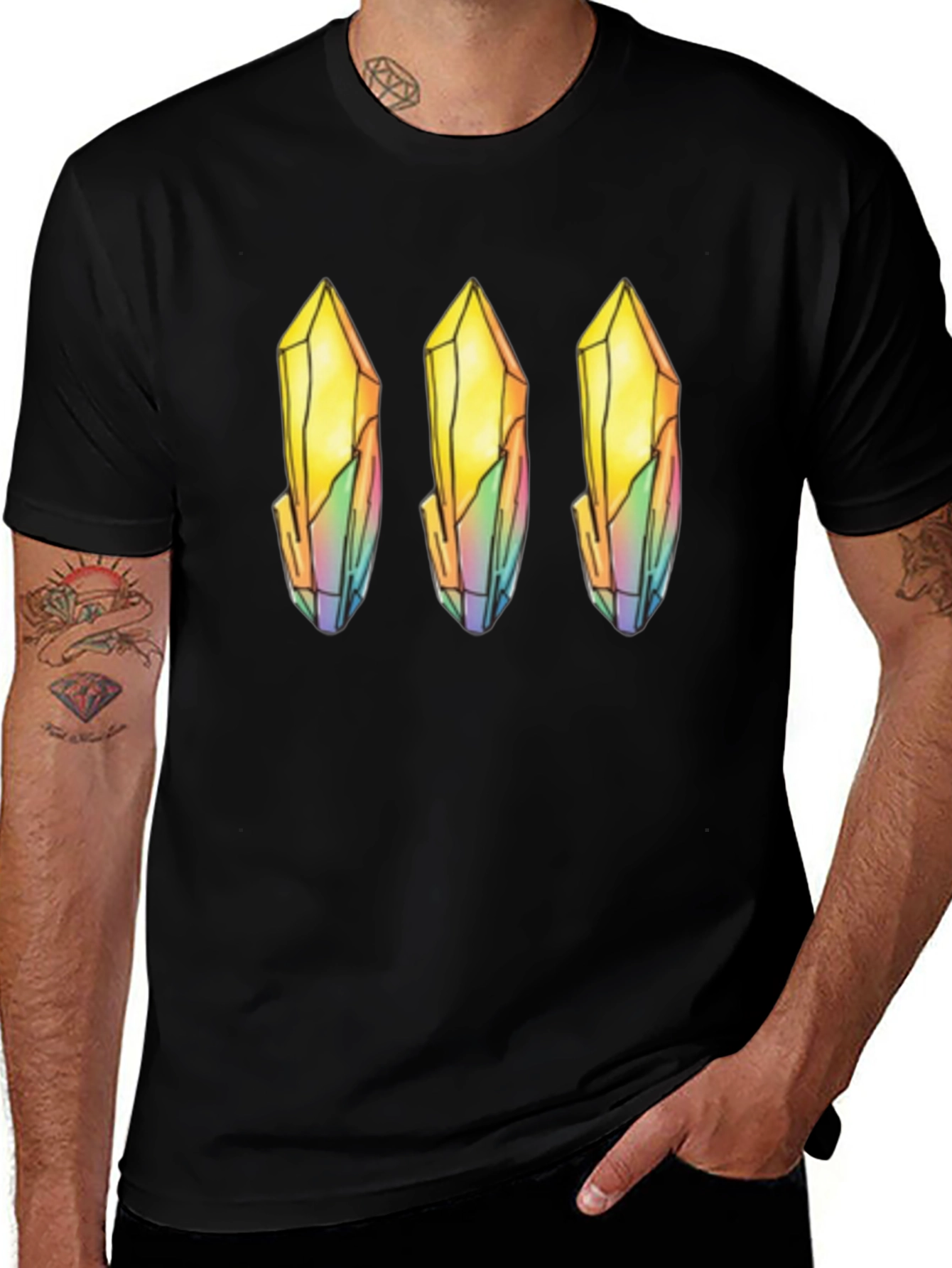 Quartz Crystal Print Black T-Shirt