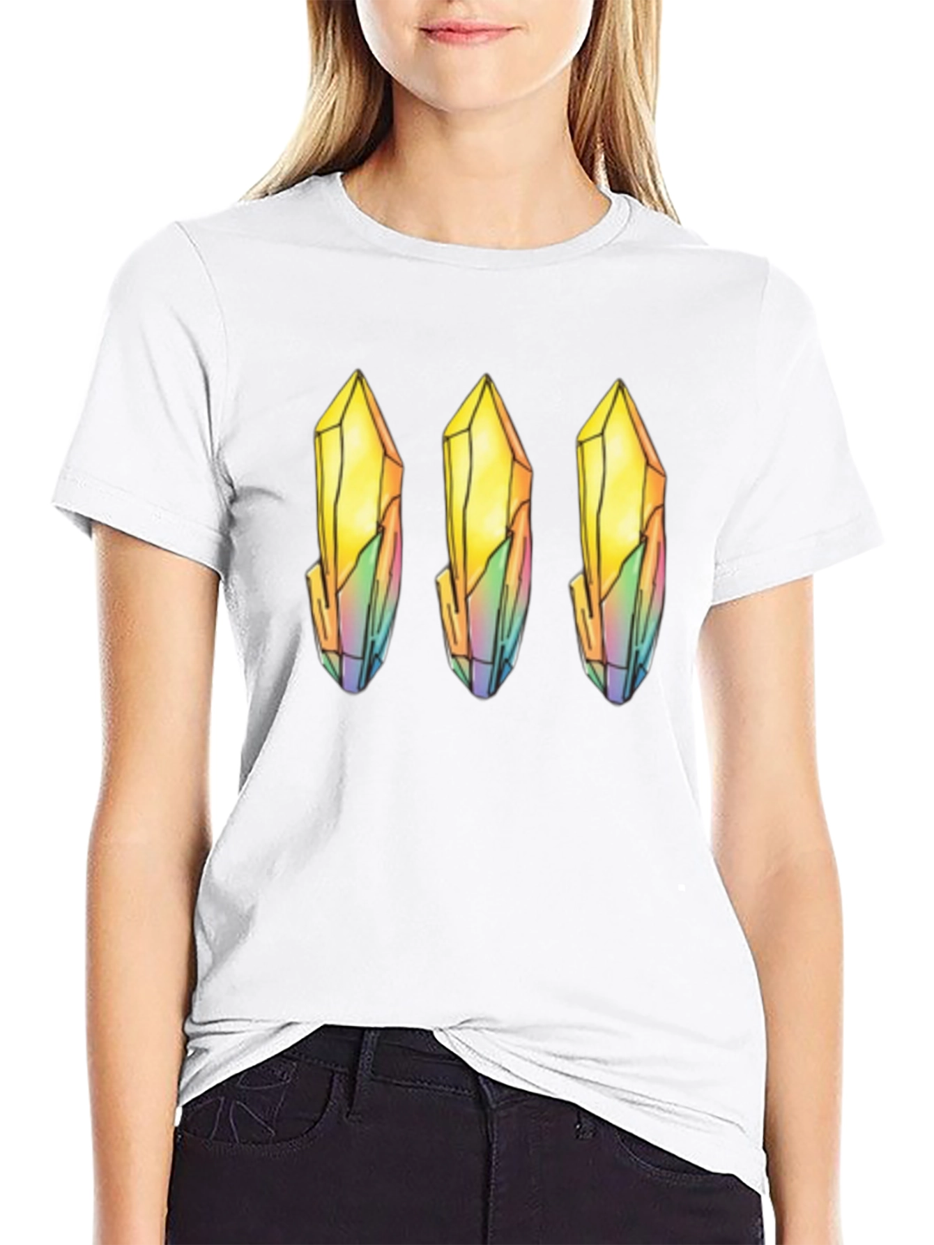 Quartz Crystal Print Black T-Shirt