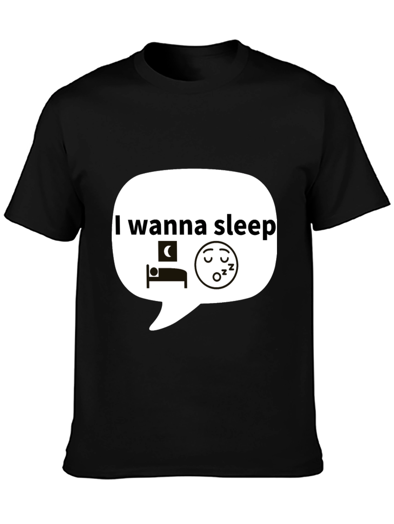 I Wanna Sleep Graphic Black T-Shirt