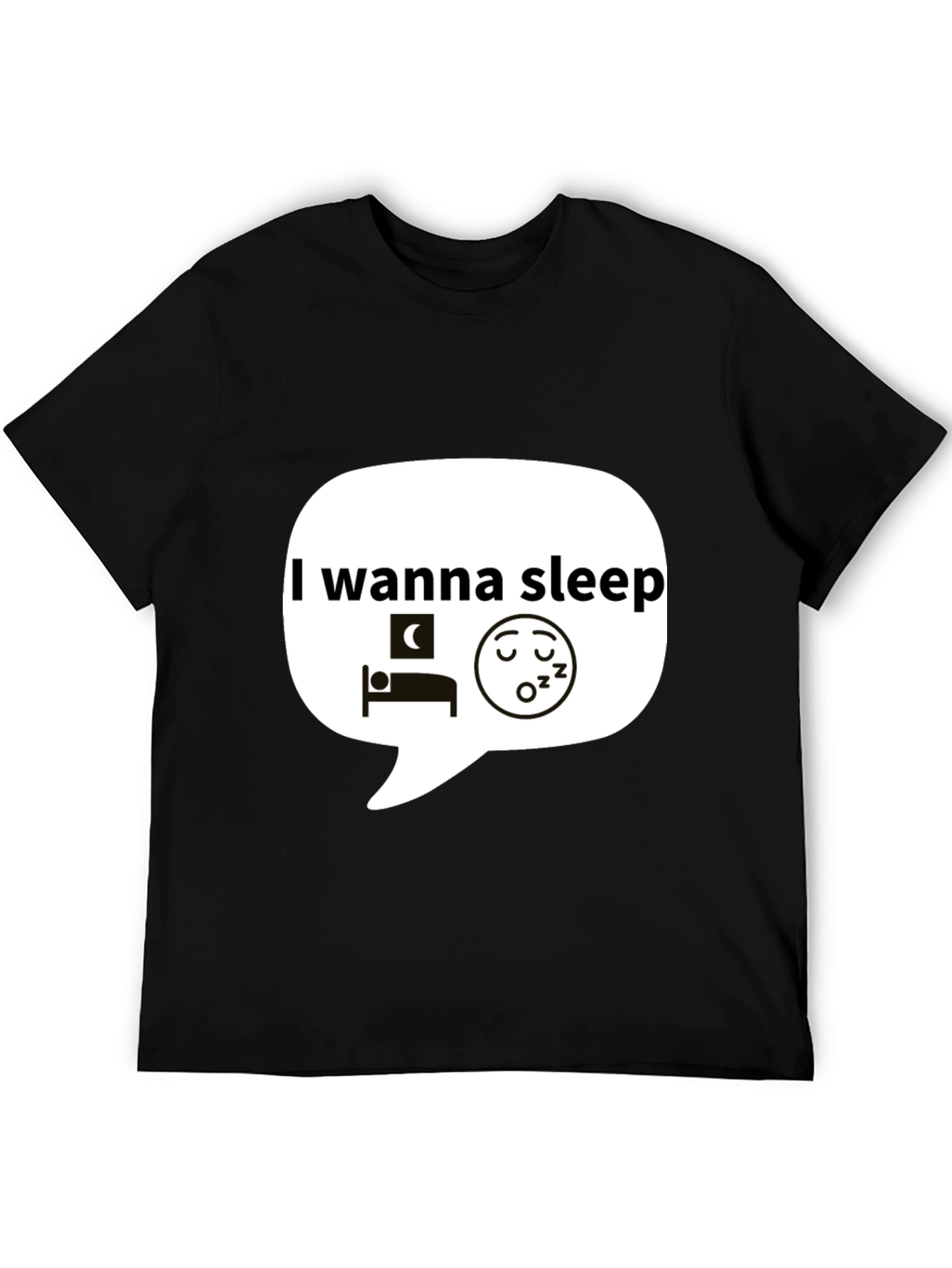 I Wanna Sleep Graphic Black T-Shirt