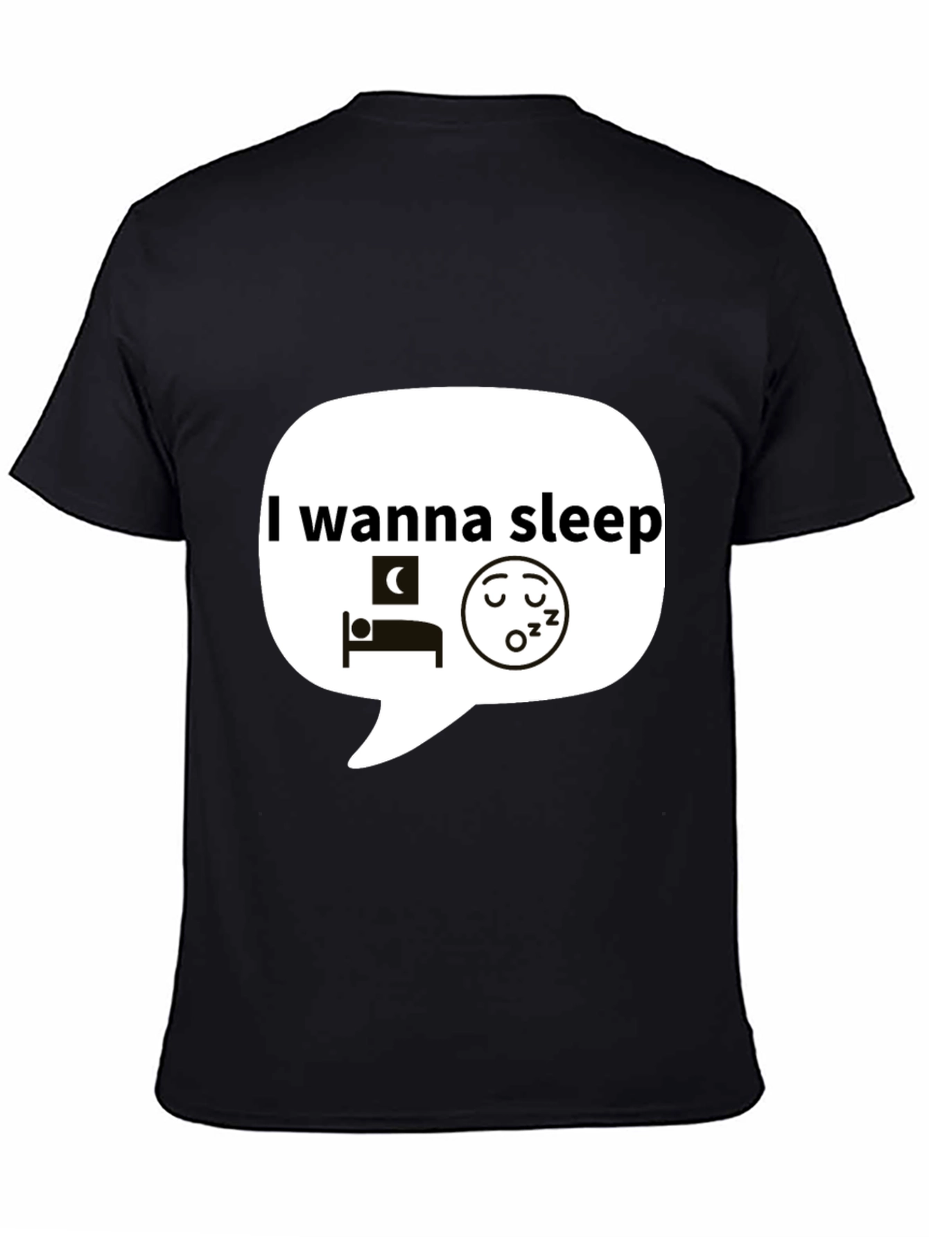 I Wanna Sleep Graphic Black T-Shirt