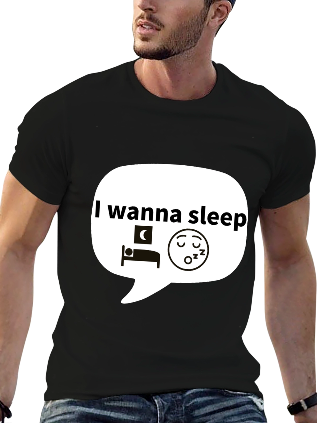 I Wanna Sleep Graphic Black T-Shirt