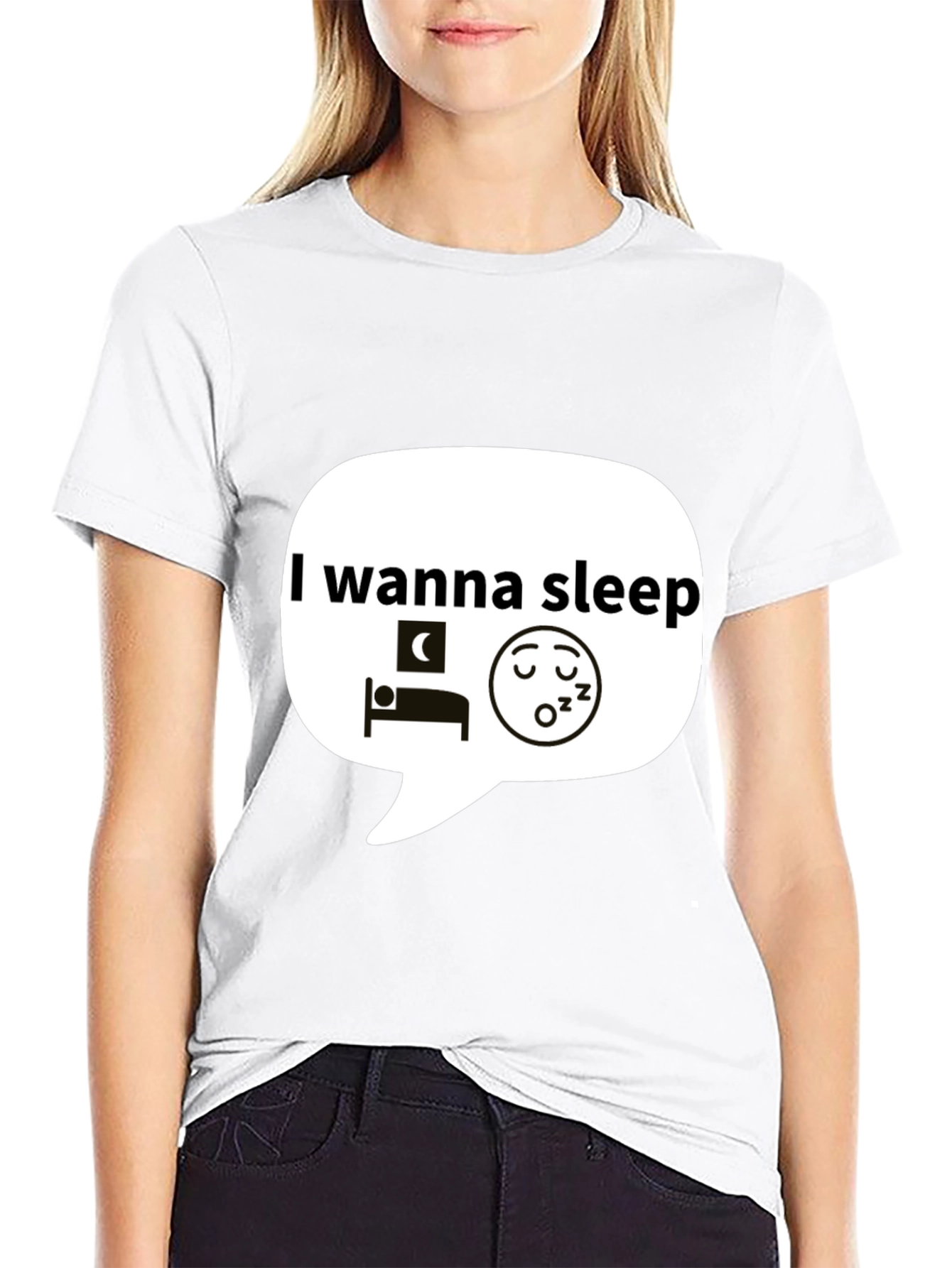 I Wanna Sleep Graphic Black T-Shirt
