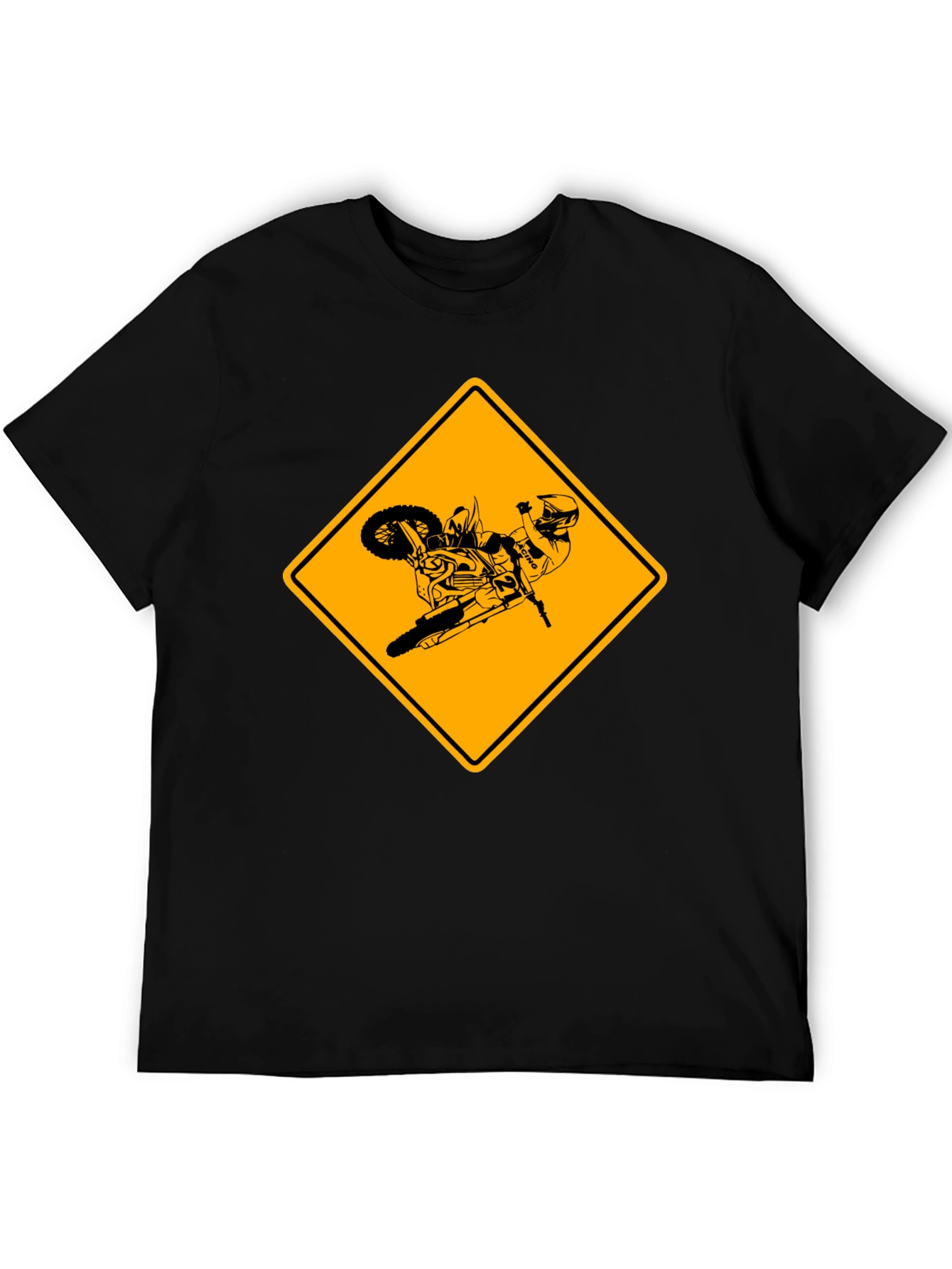 Mens Black T-Shirt with Motocross Design