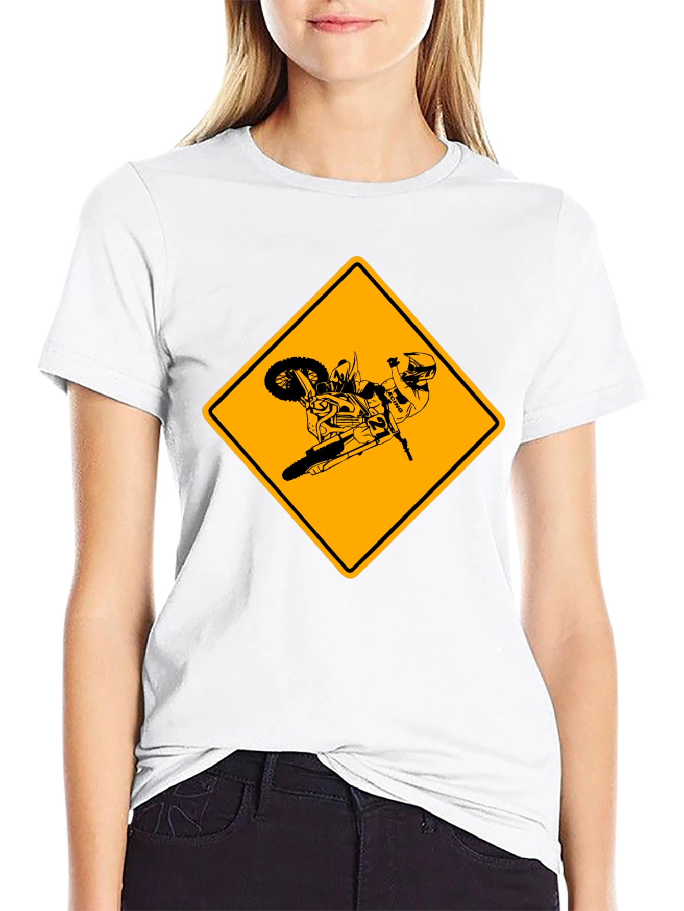 Mens Black T-Shirt with Motocross Design