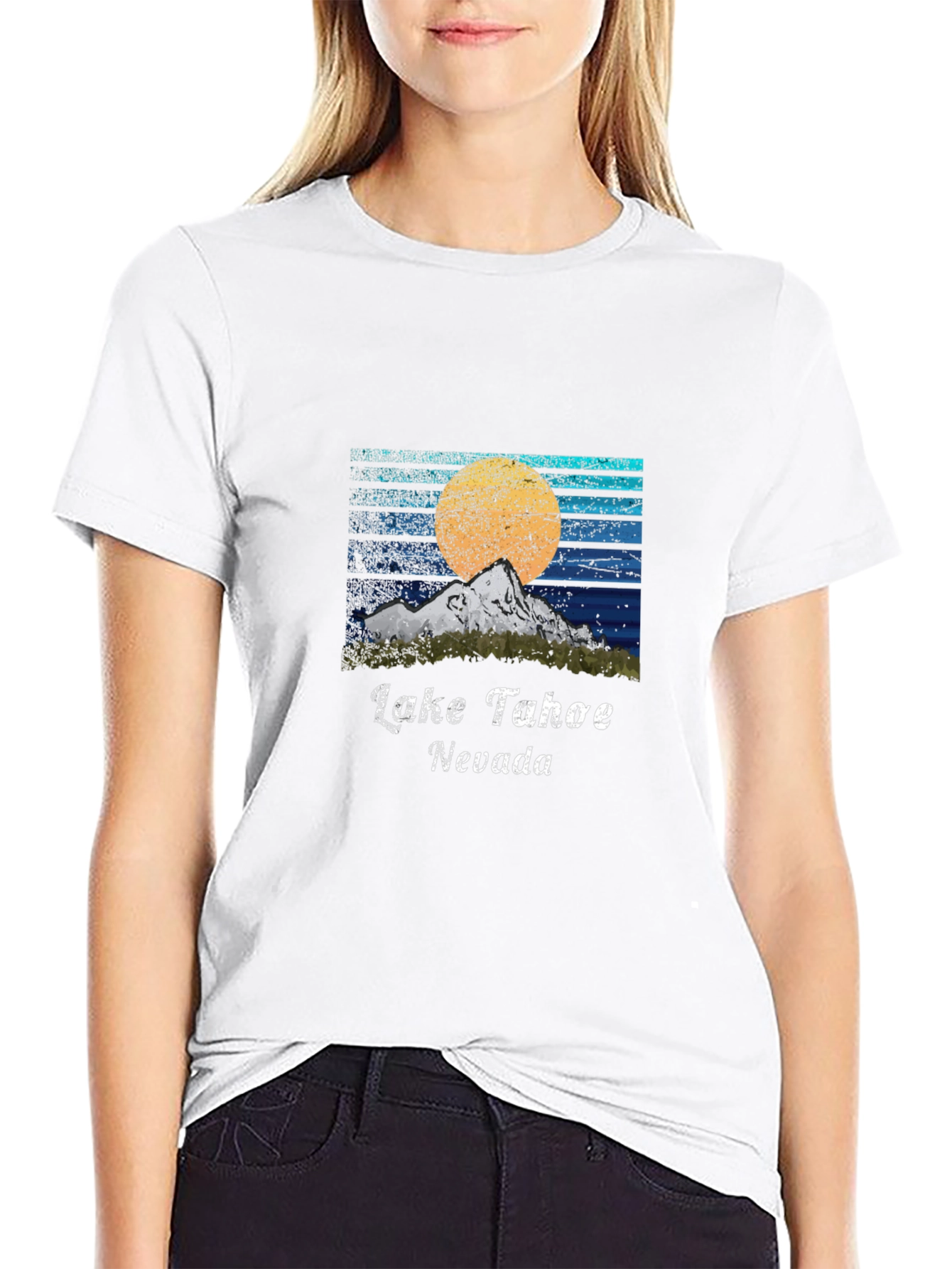 Lake Tahoe Nevada Graphic Tee - Mountain Sunset