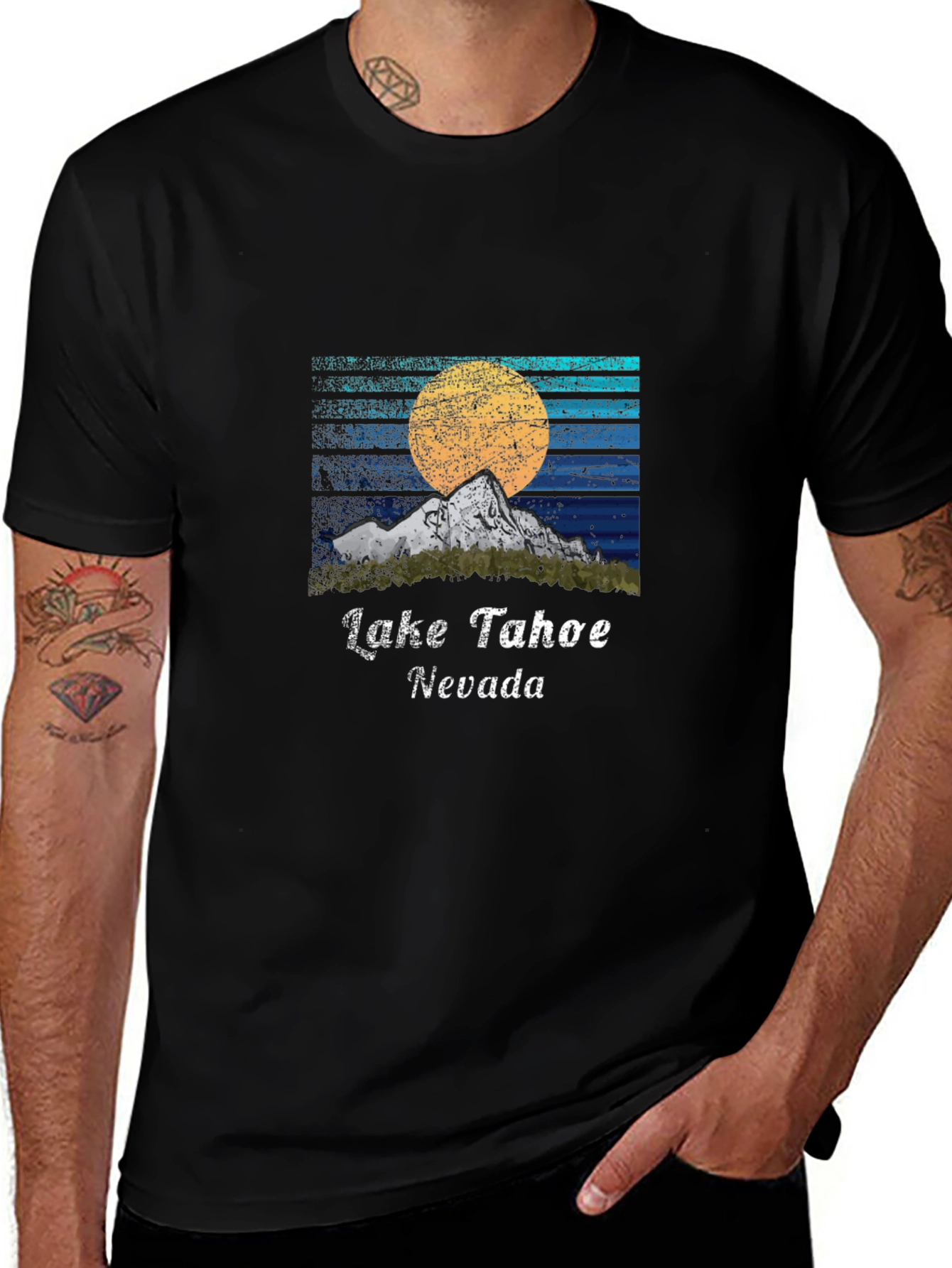 Lake Tahoe Nevada Graphic Tee - Mountain Sunset