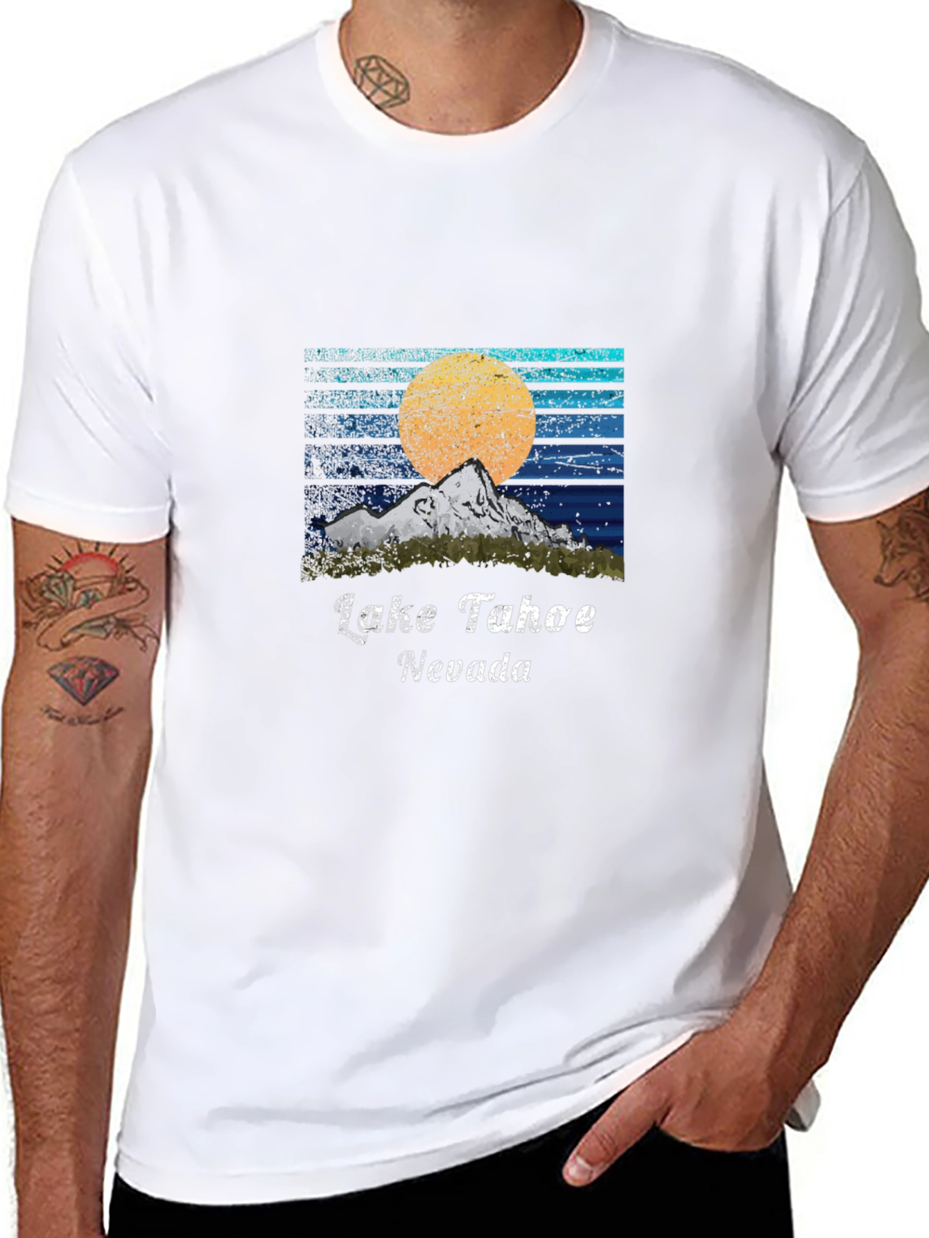 Lake Tahoe Nevada Graphic Tee - Mountain Sunset