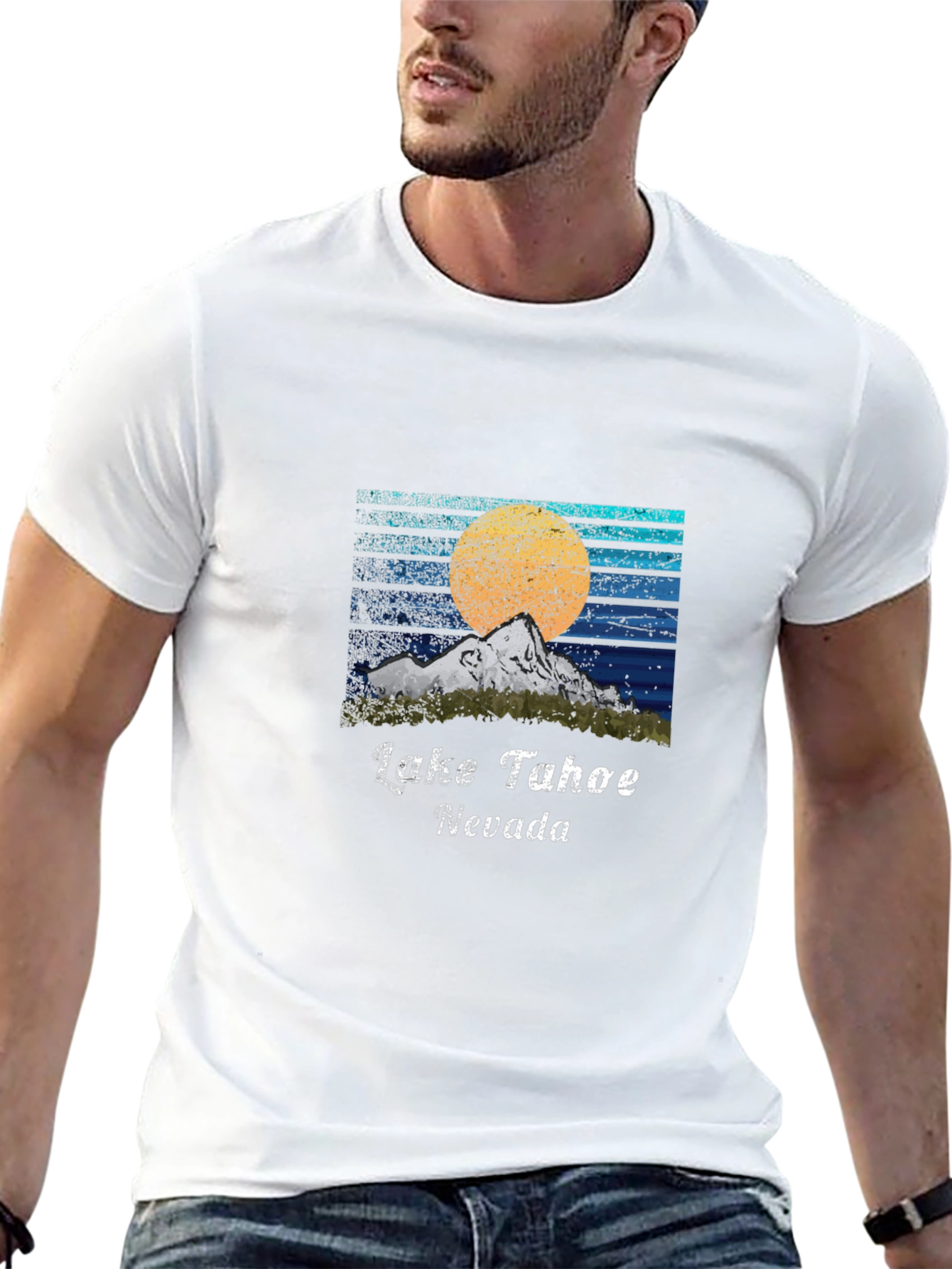 Lake Tahoe Nevada Graphic Tee - Mountain Sunset