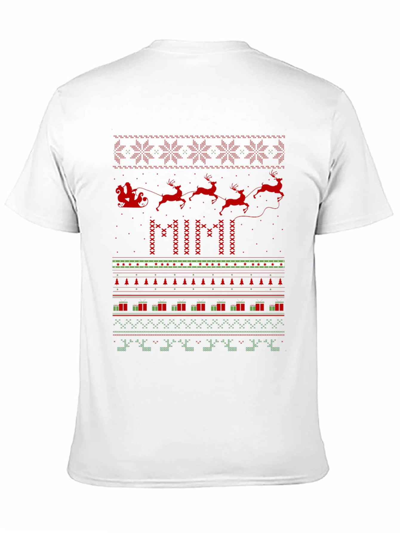 Christmas Santa Sleigh Ugly Sweater Pattern T-Shirt
