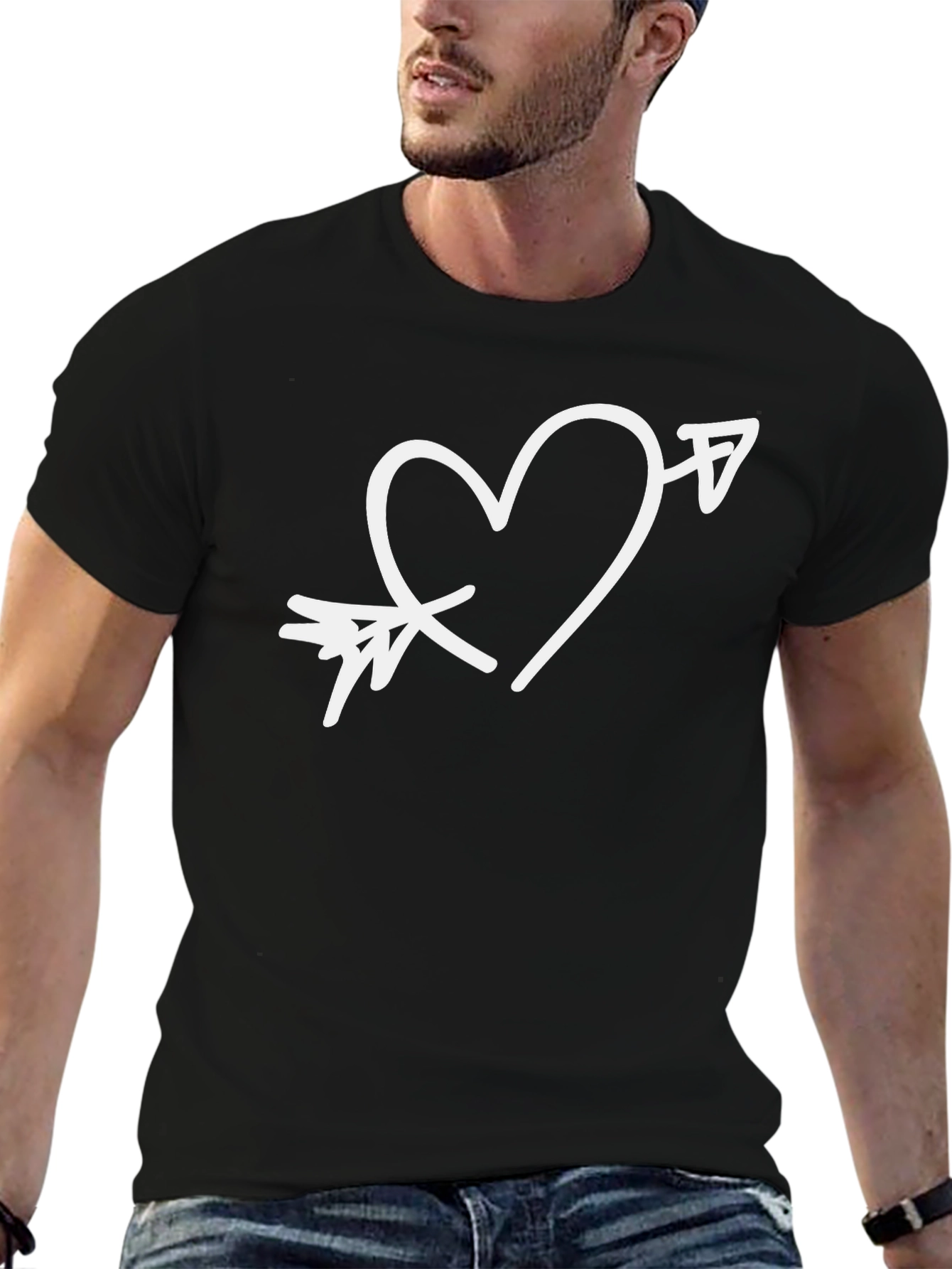 Heart Arrow Graphic Black T-Shirt