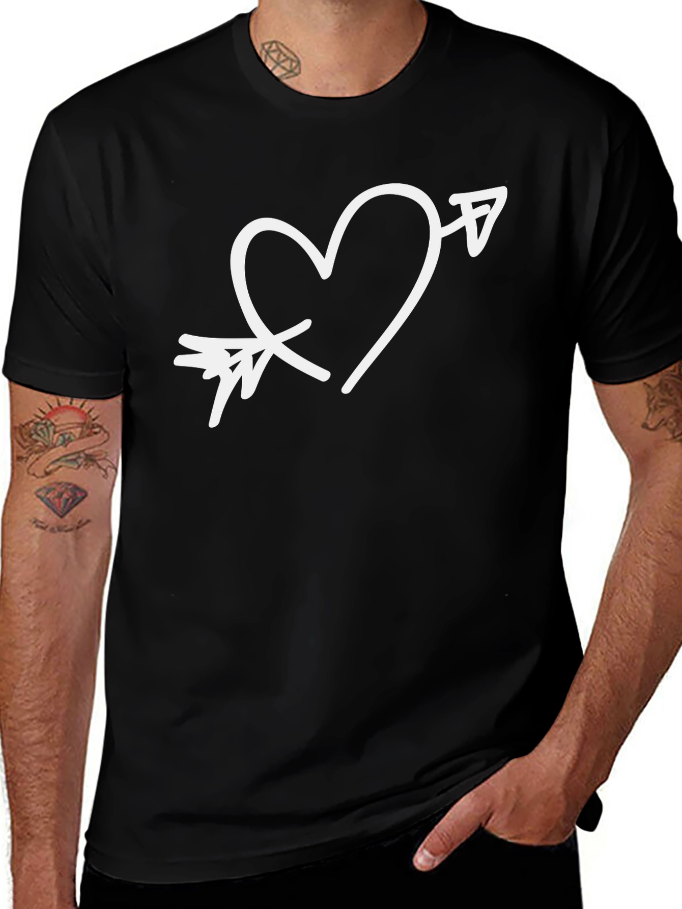 Heart Arrow Graphic Black T-Shirt