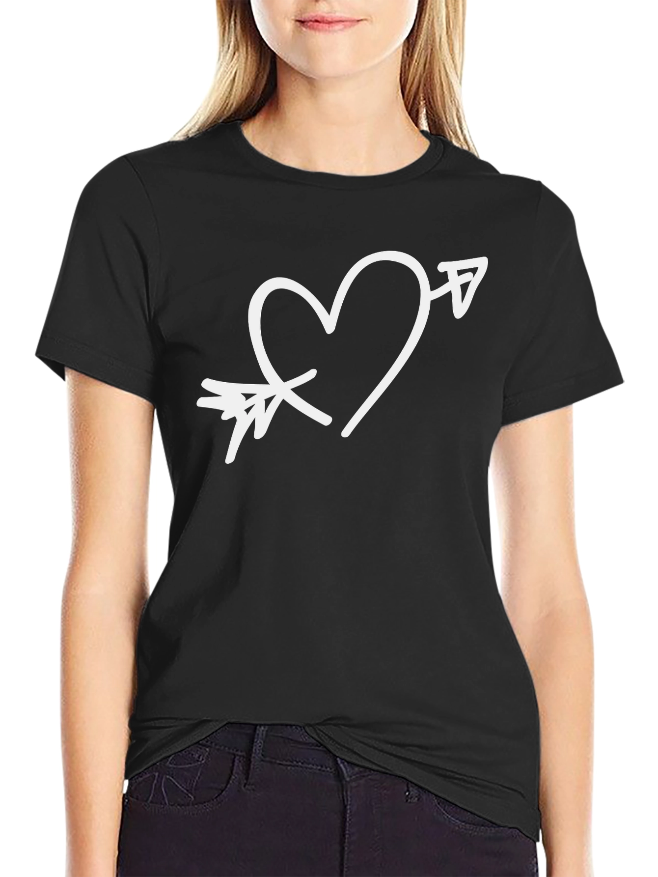 Heart Arrow Graphic Black T-Shirt