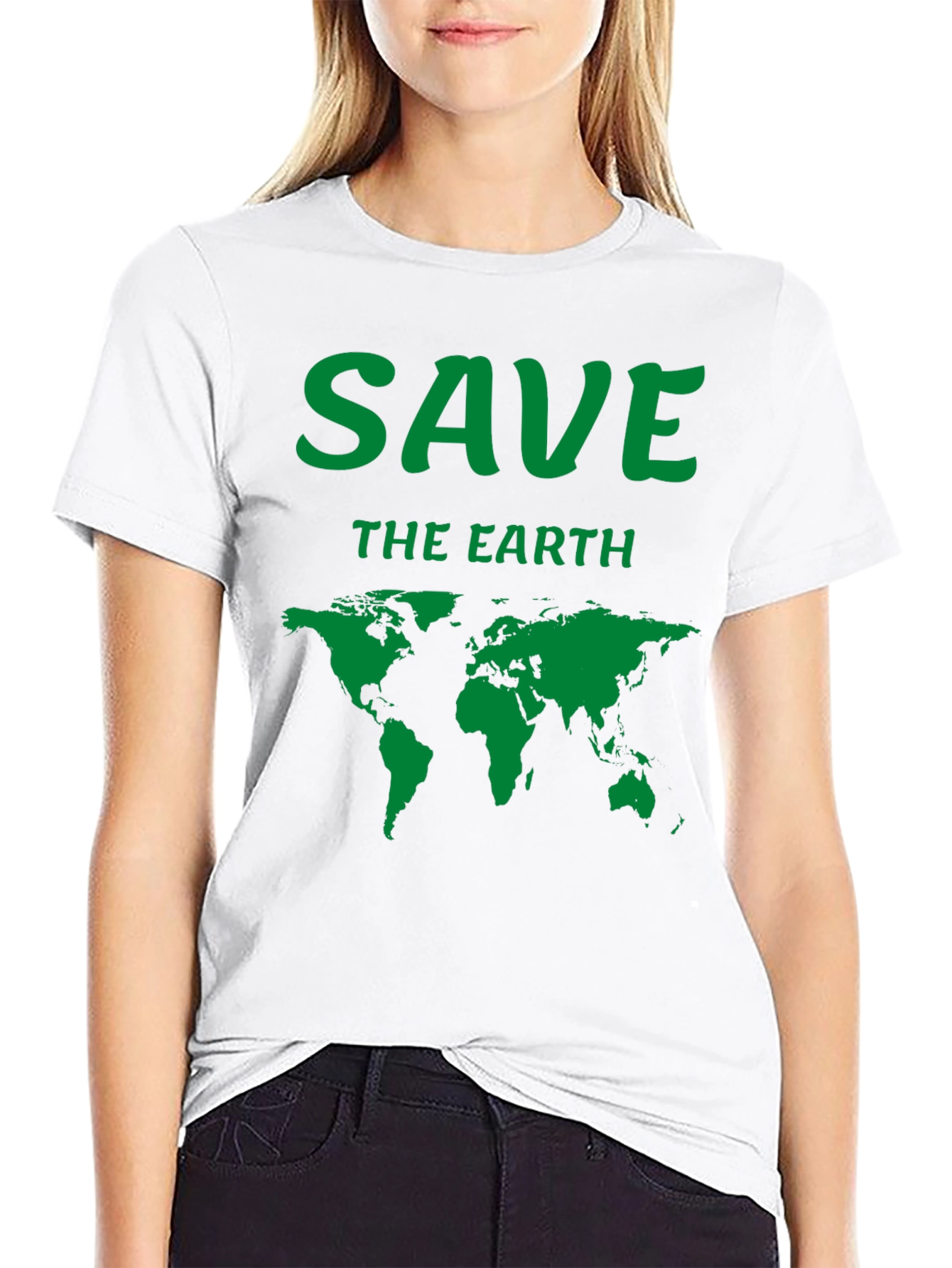 Save the Earth T-Shirt - Black - Map Graphic