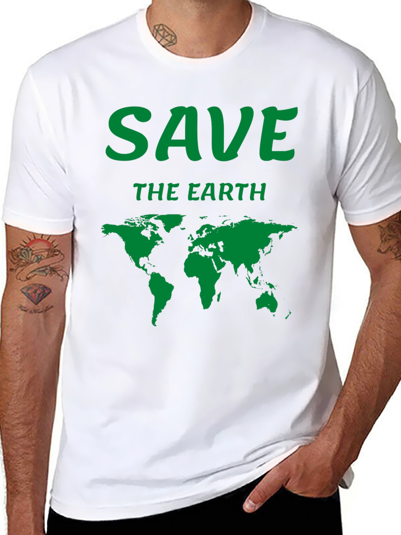 Save the Earth T-Shirt - Black - Map Graphic