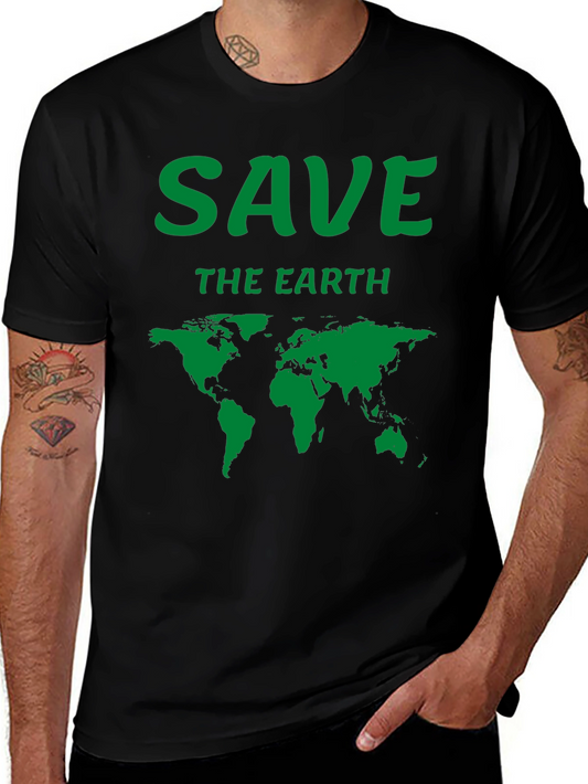 Save the Earth T-Shirt - Black - Map Graphic