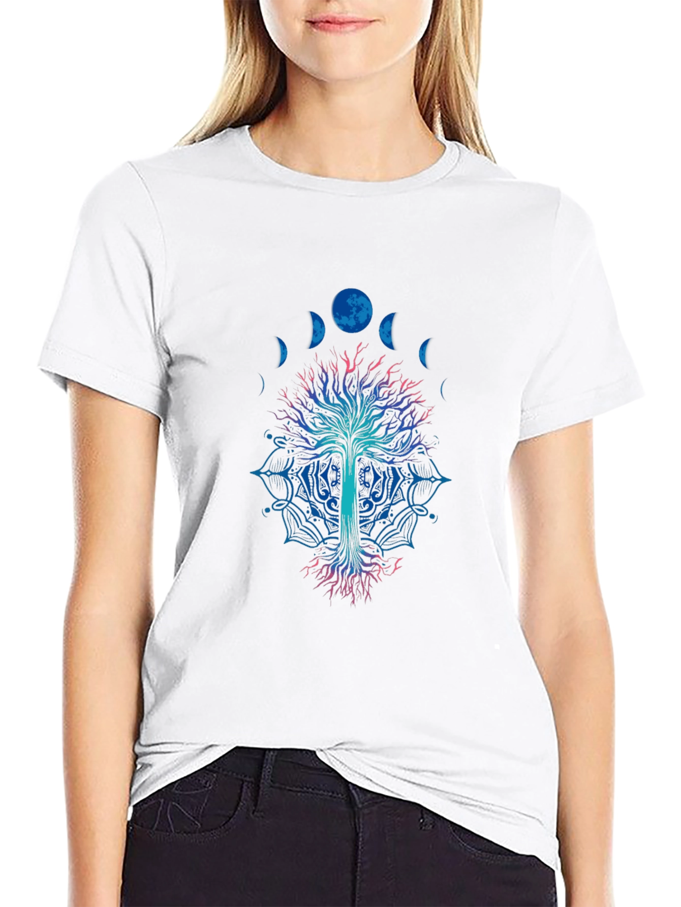 Moon Phase Tree Graphic Tee - Black