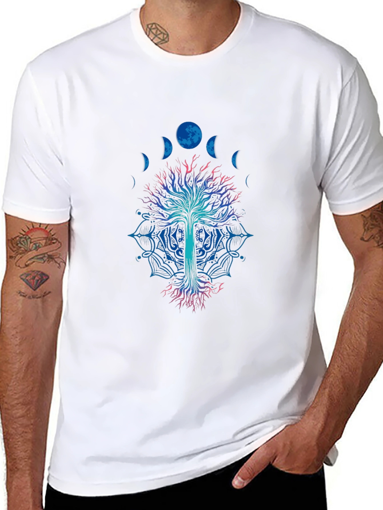 Moon Phase Tree Graphic Tee - Black