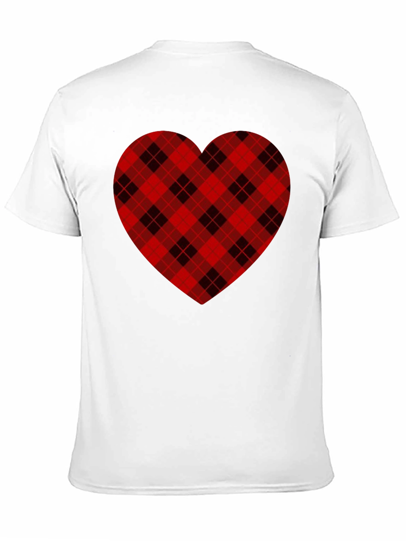 Plaid Heart Graphic Tee -  Black Cotton Blend Shirt