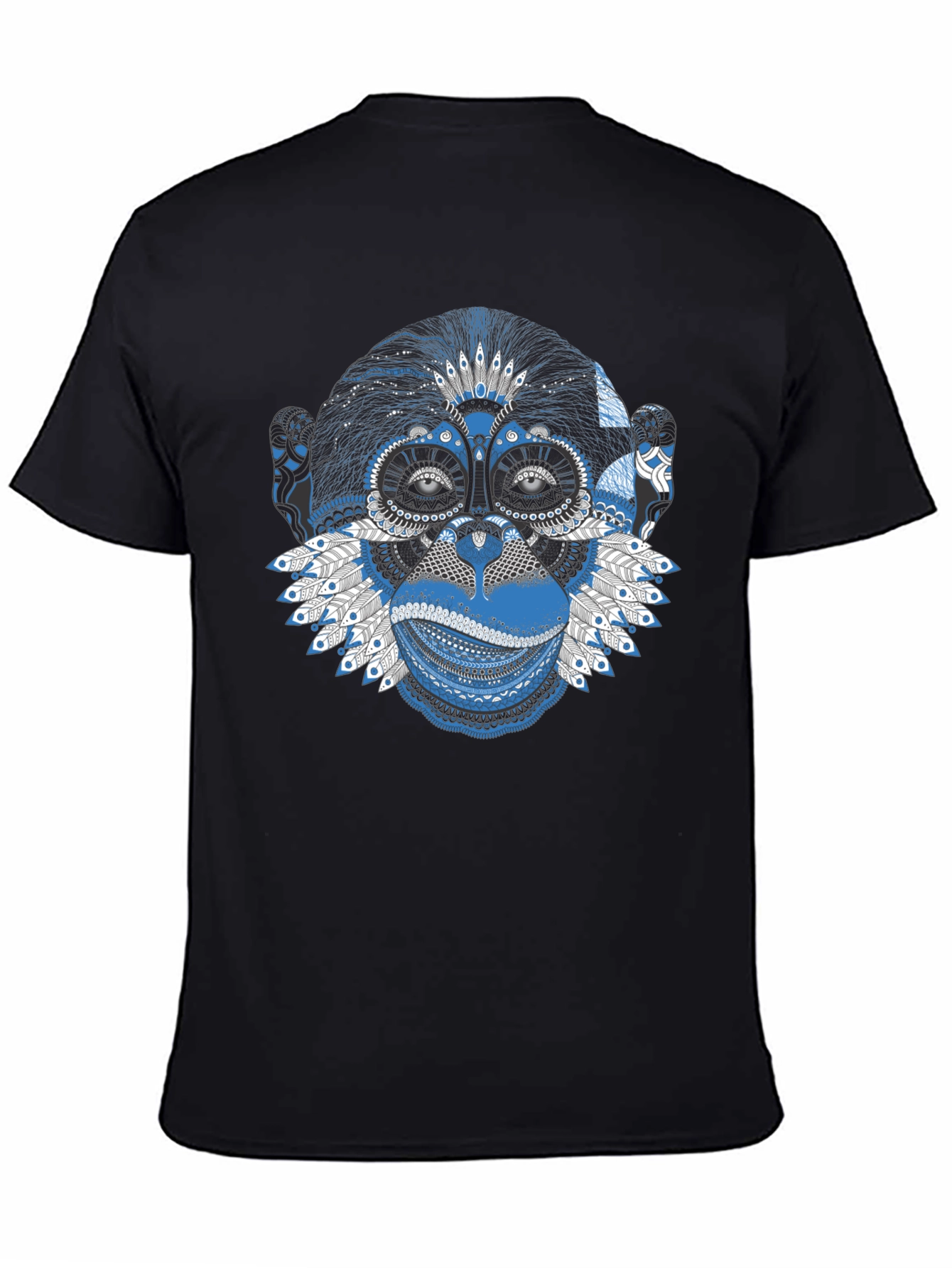 Abstract Monkey Graphic Tee - Stylish Mens Black T-Shirt