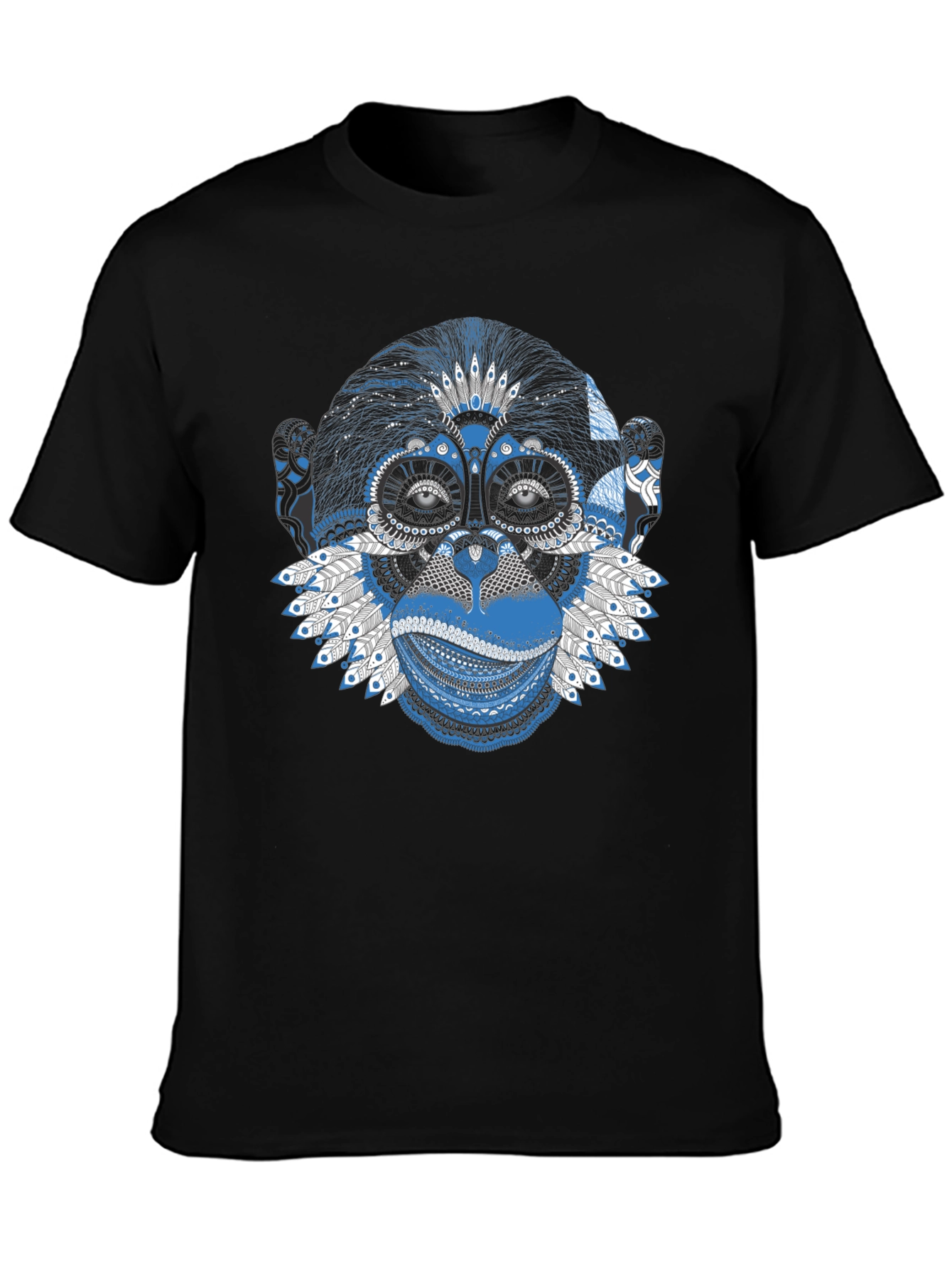 Abstract Monkey Graphic Tee - Stylish Mens Black T-Shirt