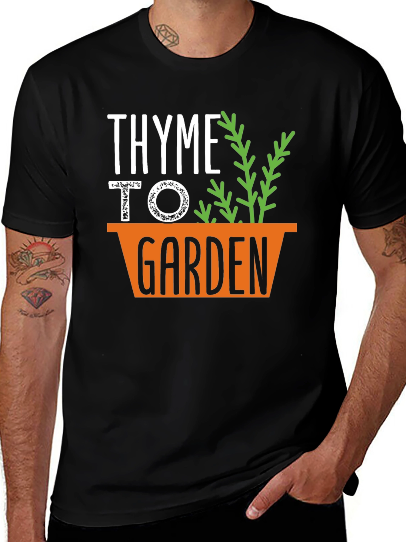 Thyme To Garden Graphic Tee - Black