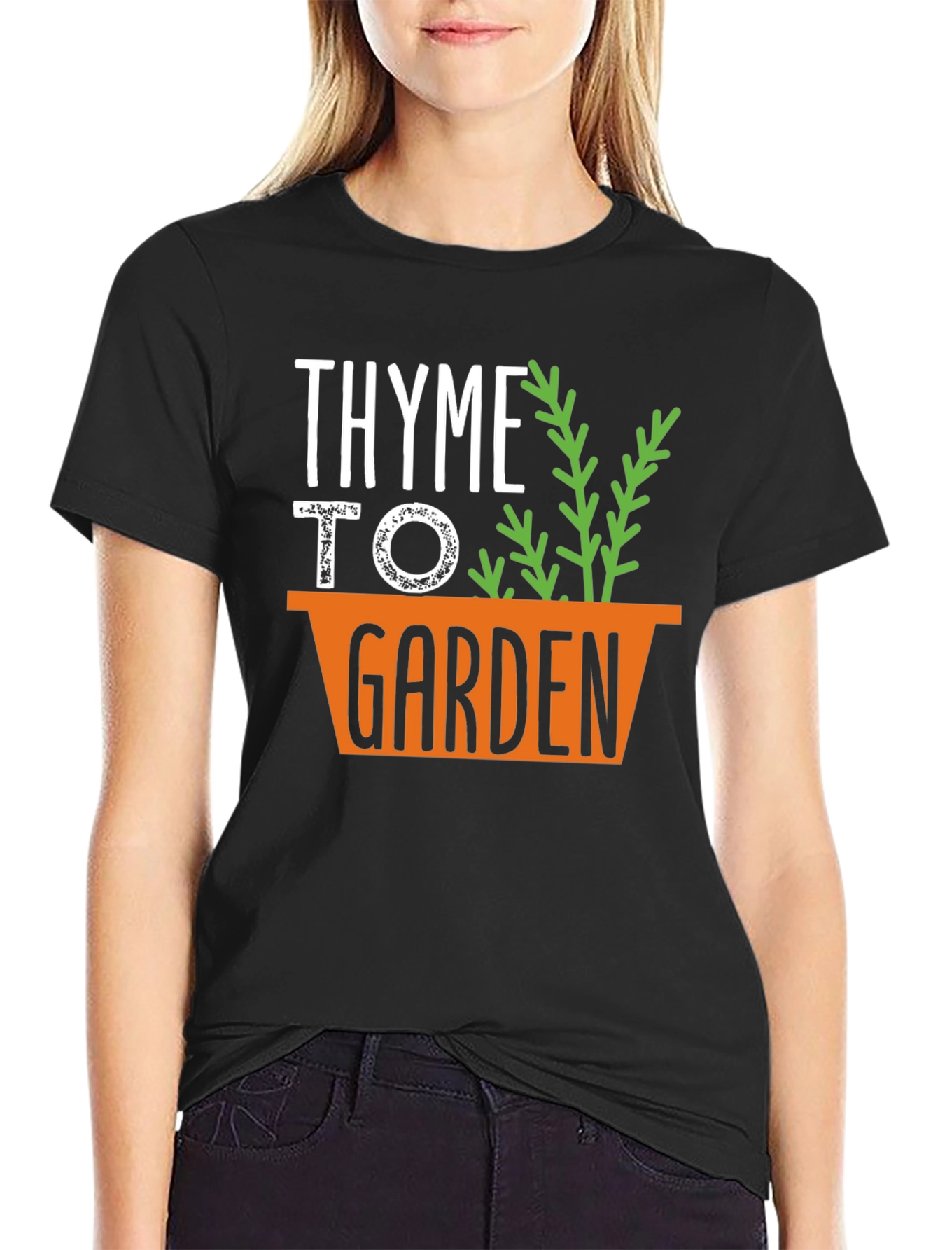 Thyme To Garden Graphic Tee - Black