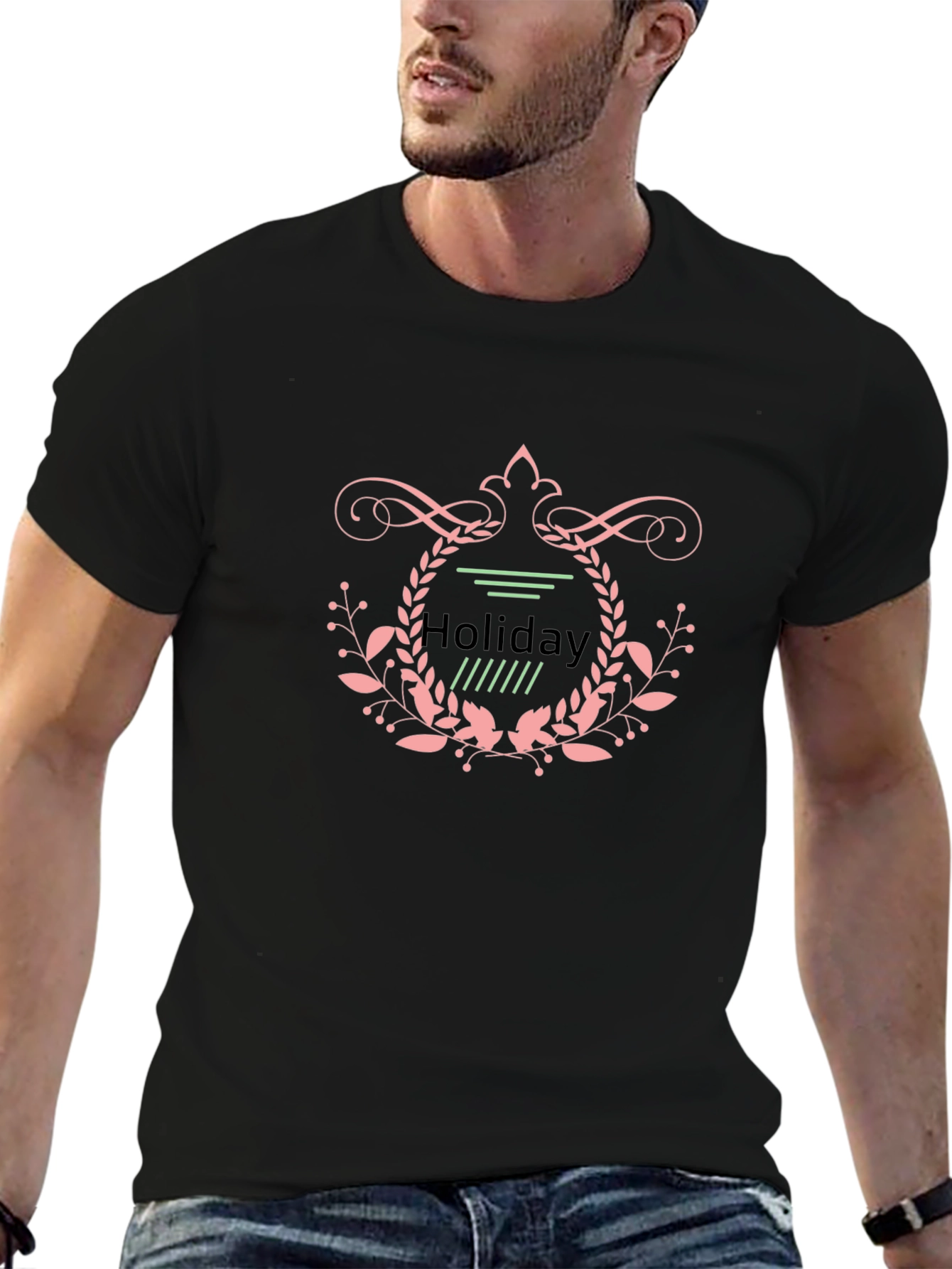 Holiday Graphic Print Black T-Shirt