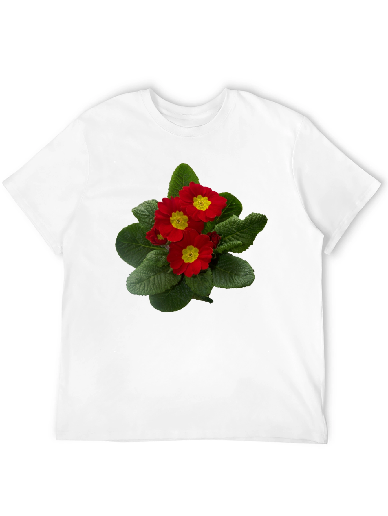 Floral Print T-Shirt - Red Primrose Design