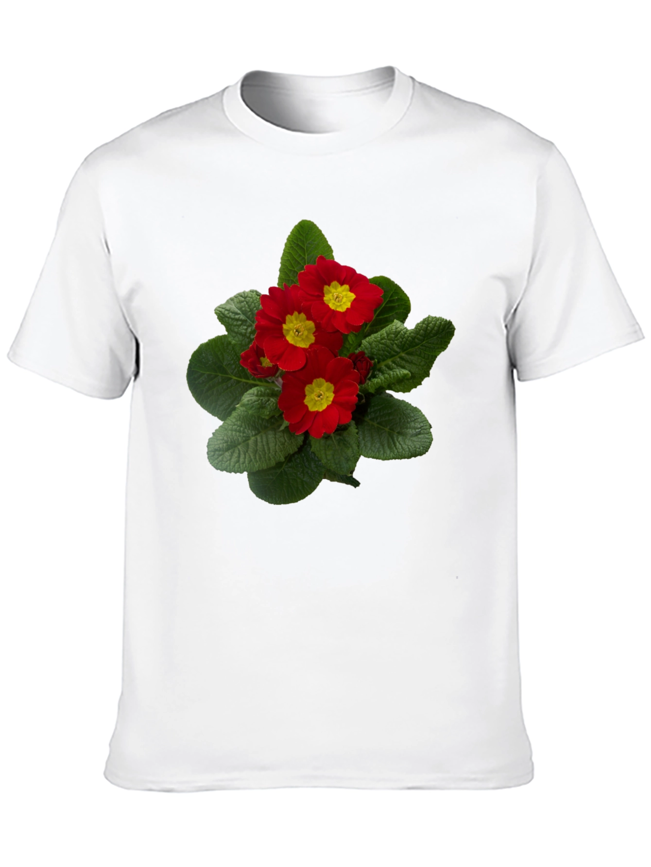 Floral Print T-Shirt - Red Primrose Design