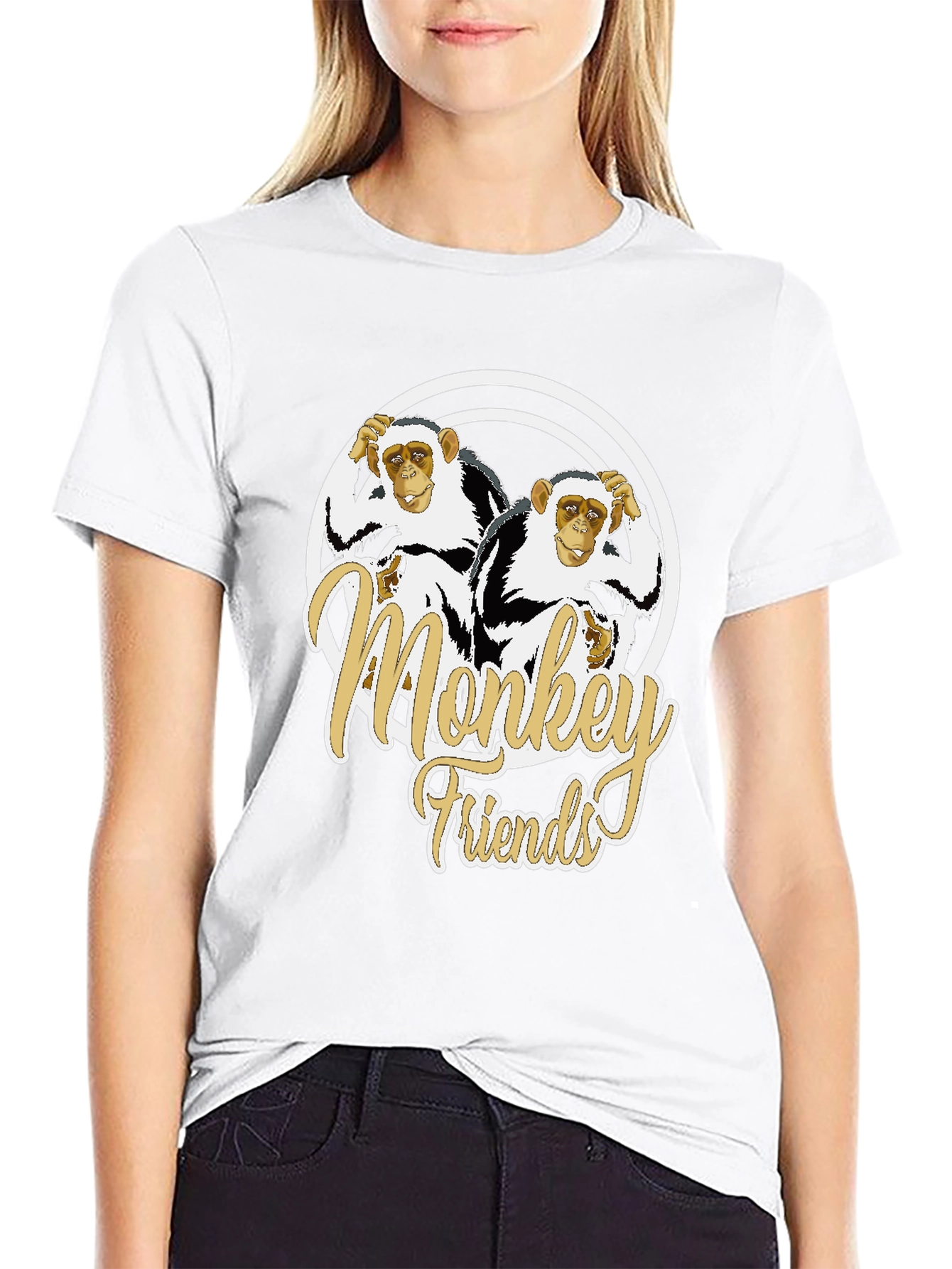 Monkey Friends Graphic T-Shirt - Black