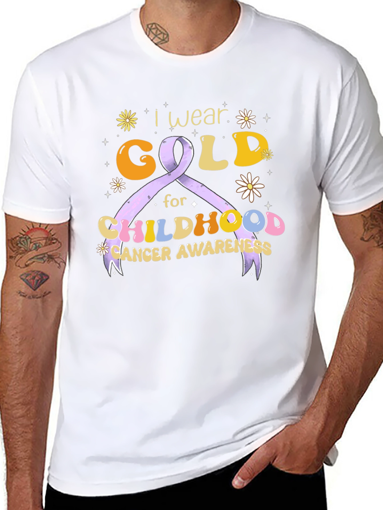 Childhood Cancer Awareness T-Shirt Gold Ribbon