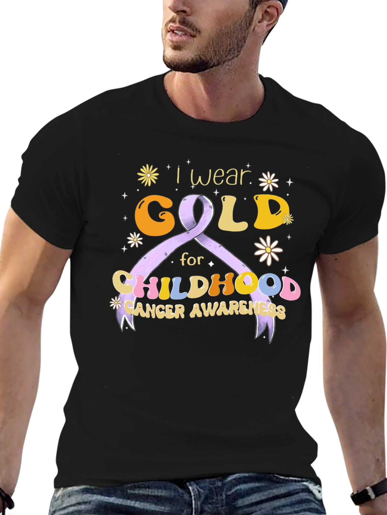 Childhood Cancer Awareness T-Shirt Gold Ribbon