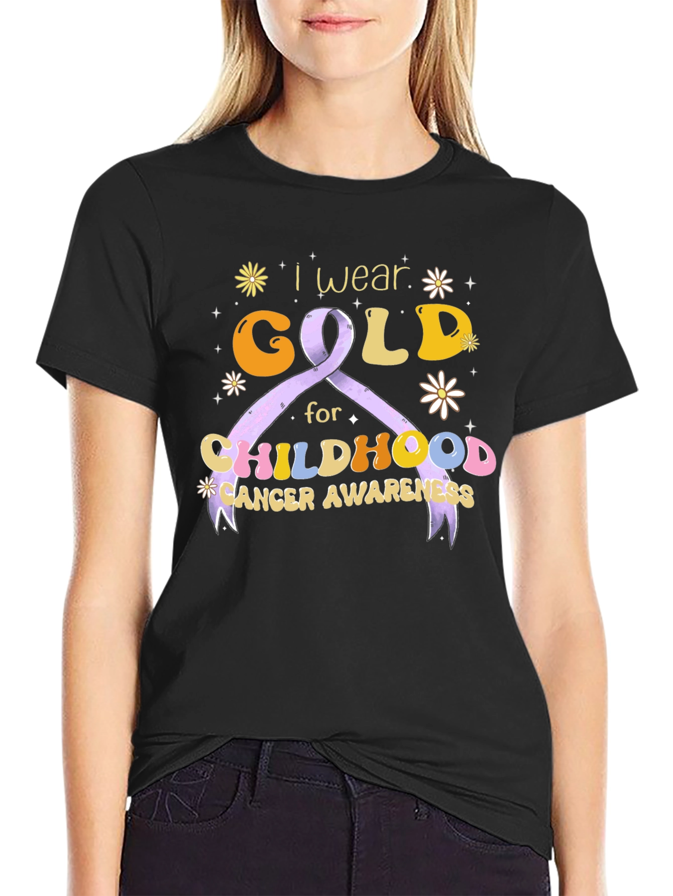 Childhood Cancer Awareness T-Shirt Gold Ribbon