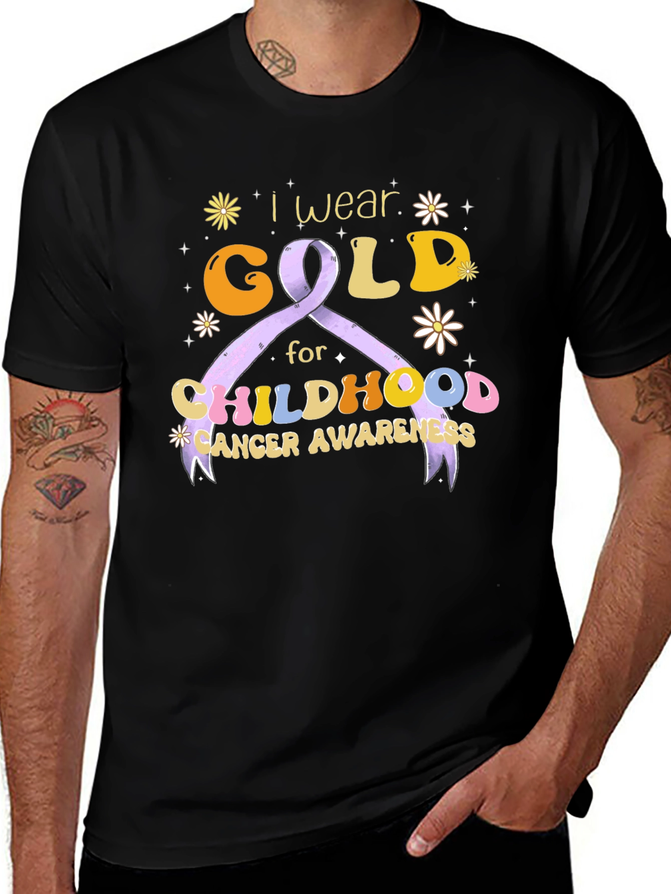 Childhood Cancer Awareness T-Shirt Gold Ribbon