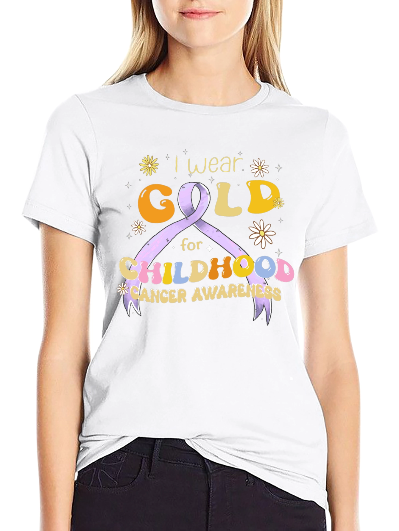 Childhood Cancer Awareness T-Shirt Gold Ribbon