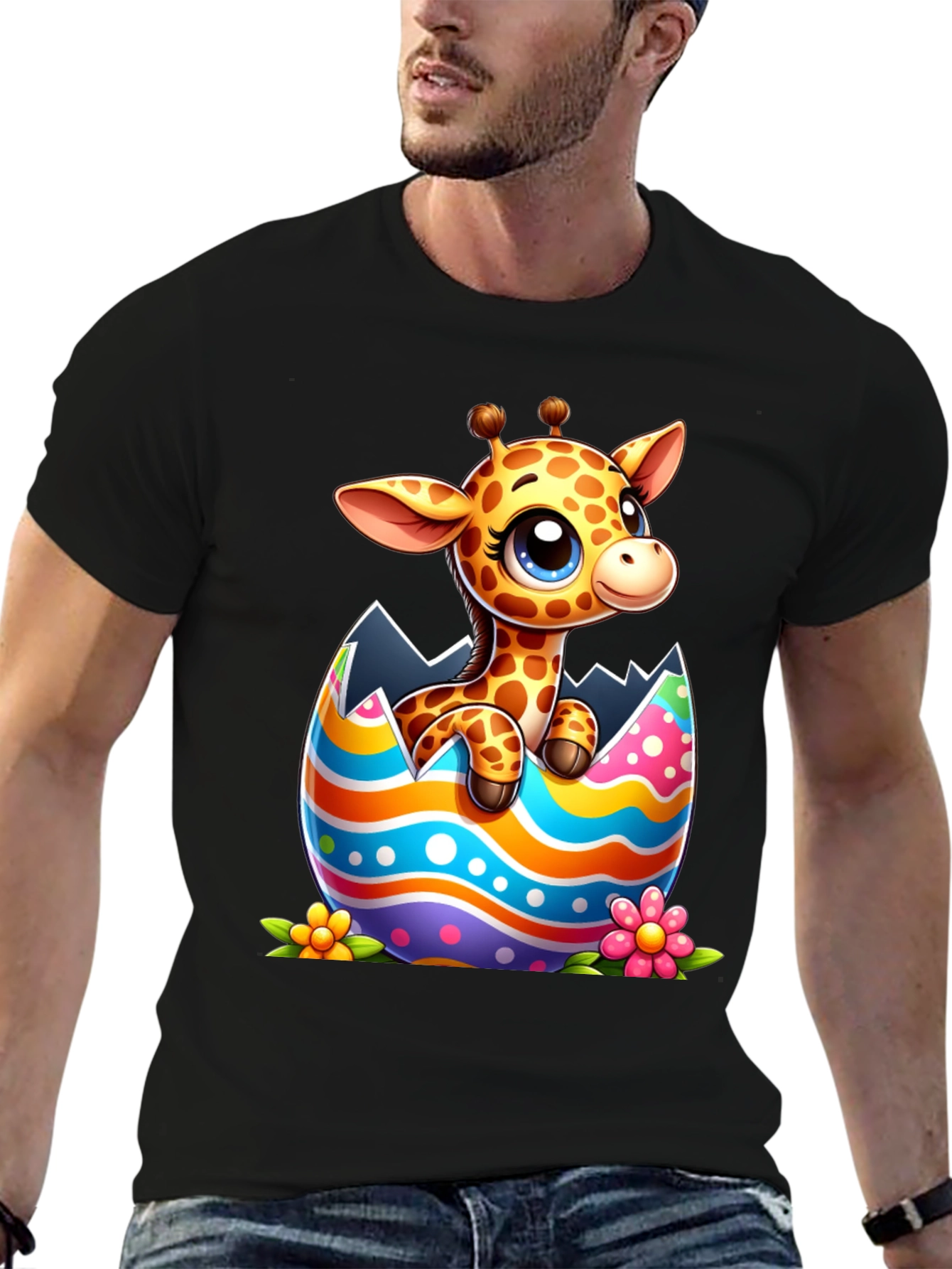 Cute Giraffe Easter Egg Graphic Tee