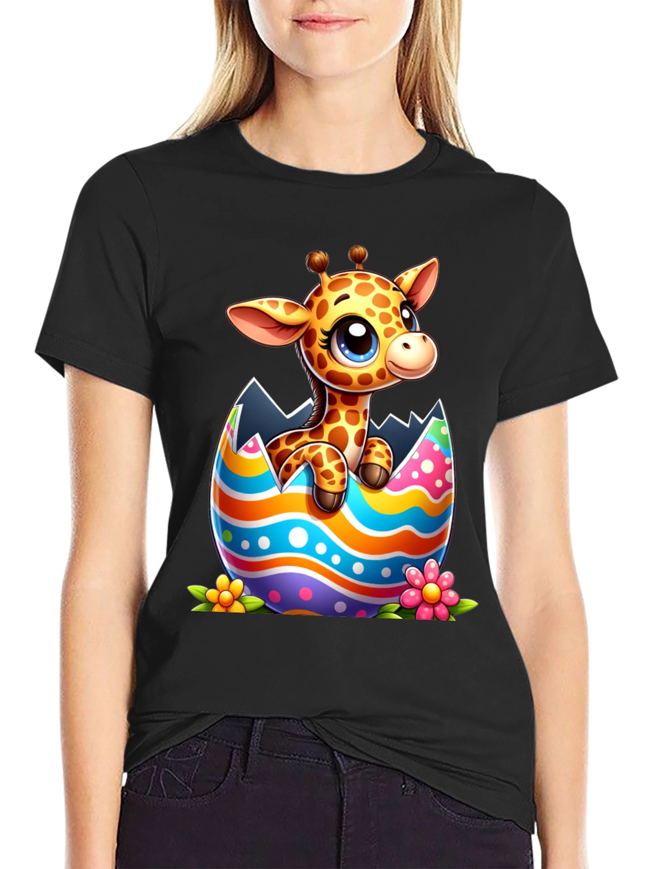 Cute Giraffe Easter Egg Graphic Tee