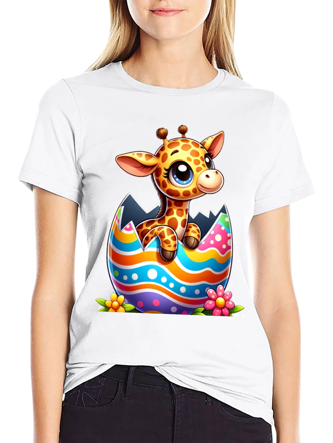 Cute Giraffe Easter Egg Graphic Tee