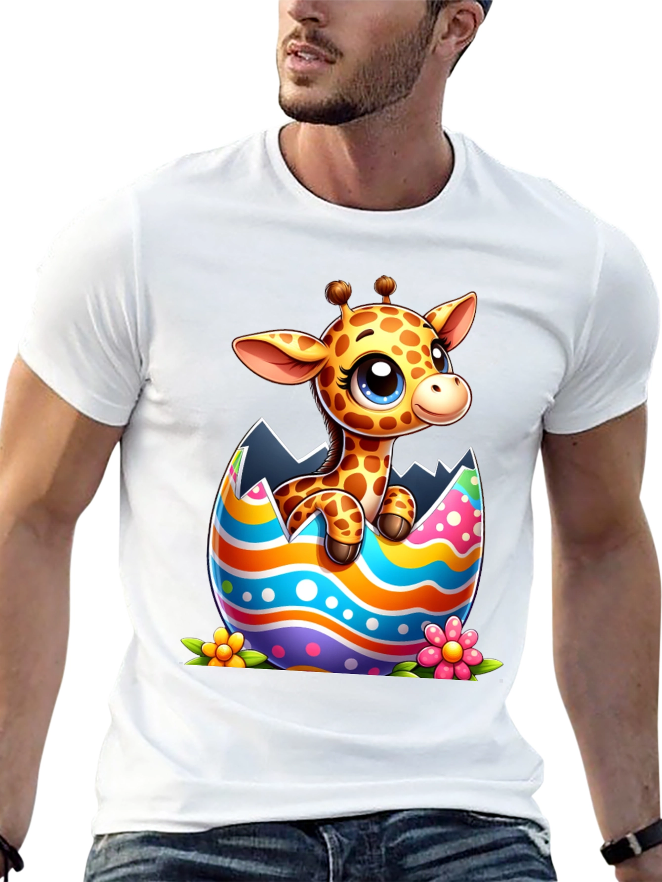 Cute Giraffe Easter Egg Graphic Tee